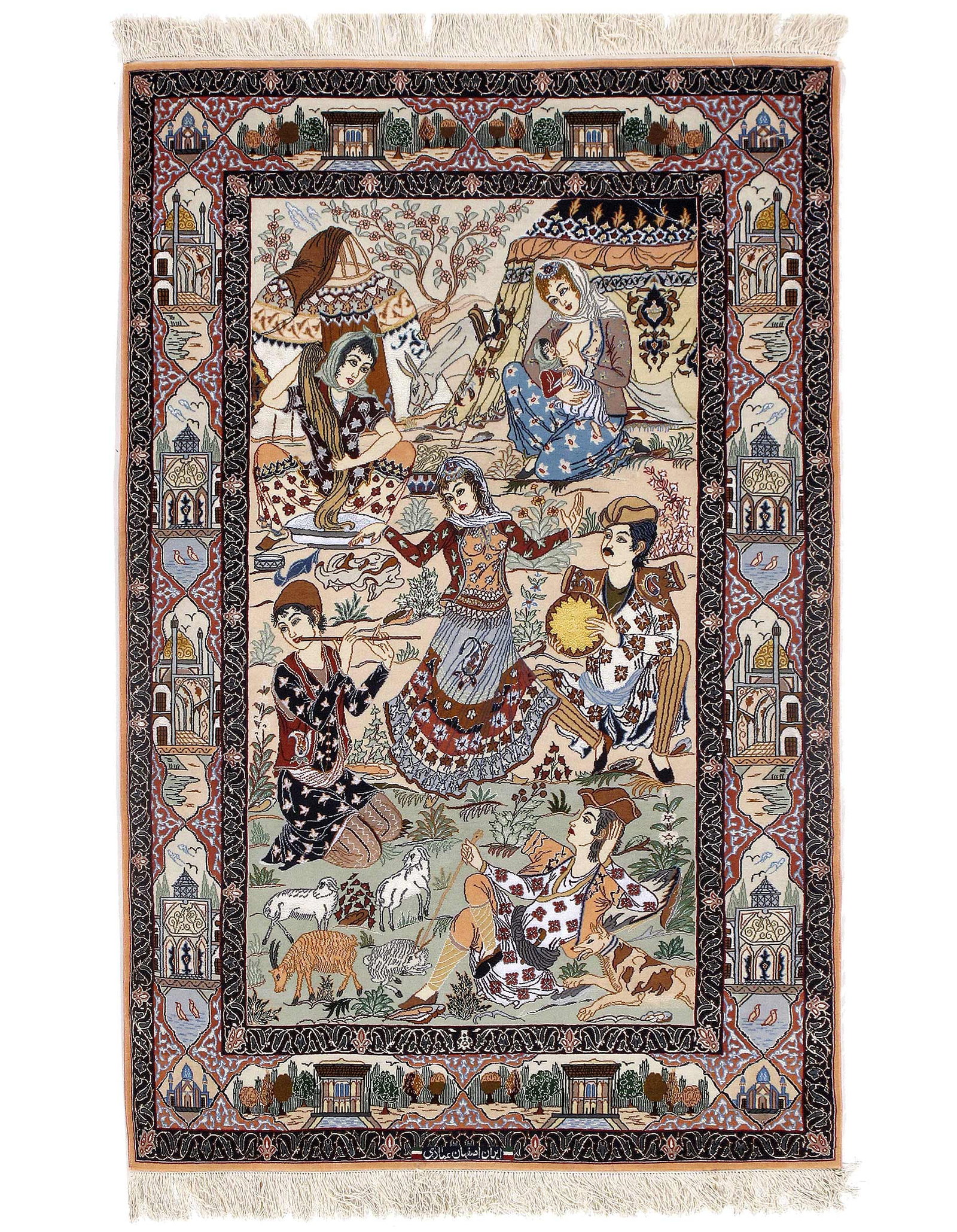 Ivory Persian Isfahan 3'6" X 6': Ivory Persian Isfahan 3'6" X 6' - New, Isfahan, Hand-Knotted, Wool & Silk, 300 -D09673- 862.This item is part of our fine auction collection which includes many fine home accessories including antique