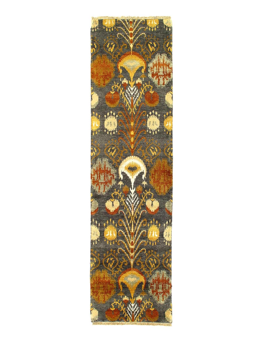 Green Ikat Design Runner 2' 8'' X 9' 11'' (1 of 4)