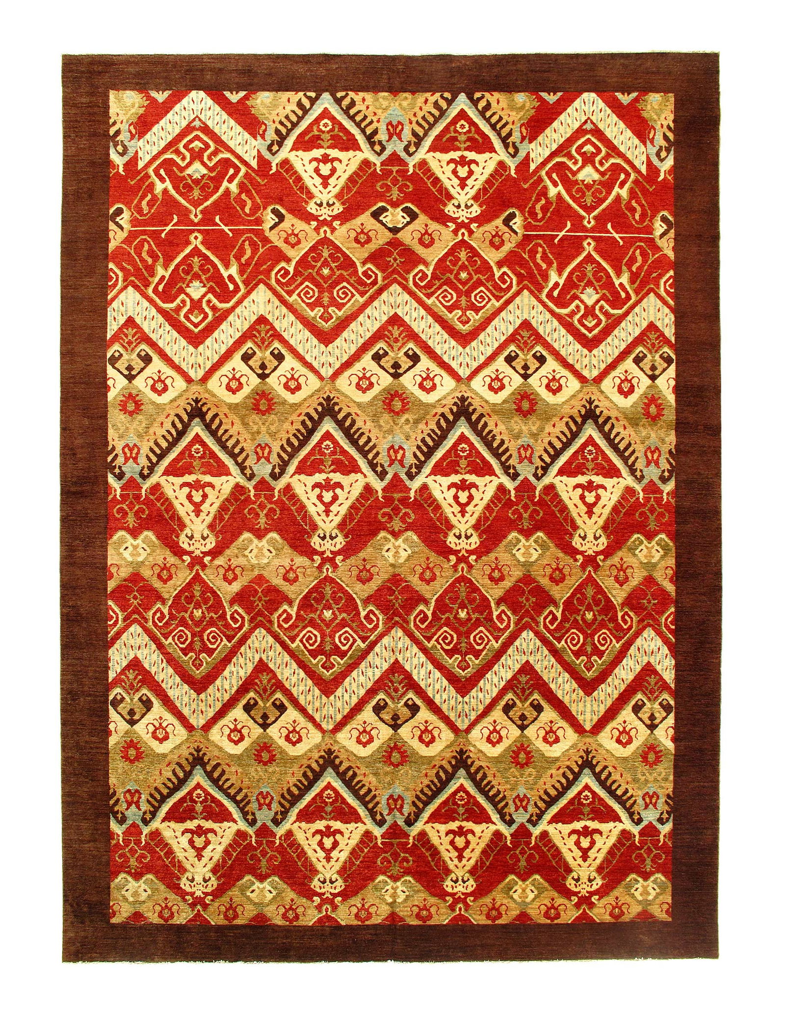 Multi Color Fine Hand Knotted Ikat Rug 9'11'' X 14' (1 of 8)