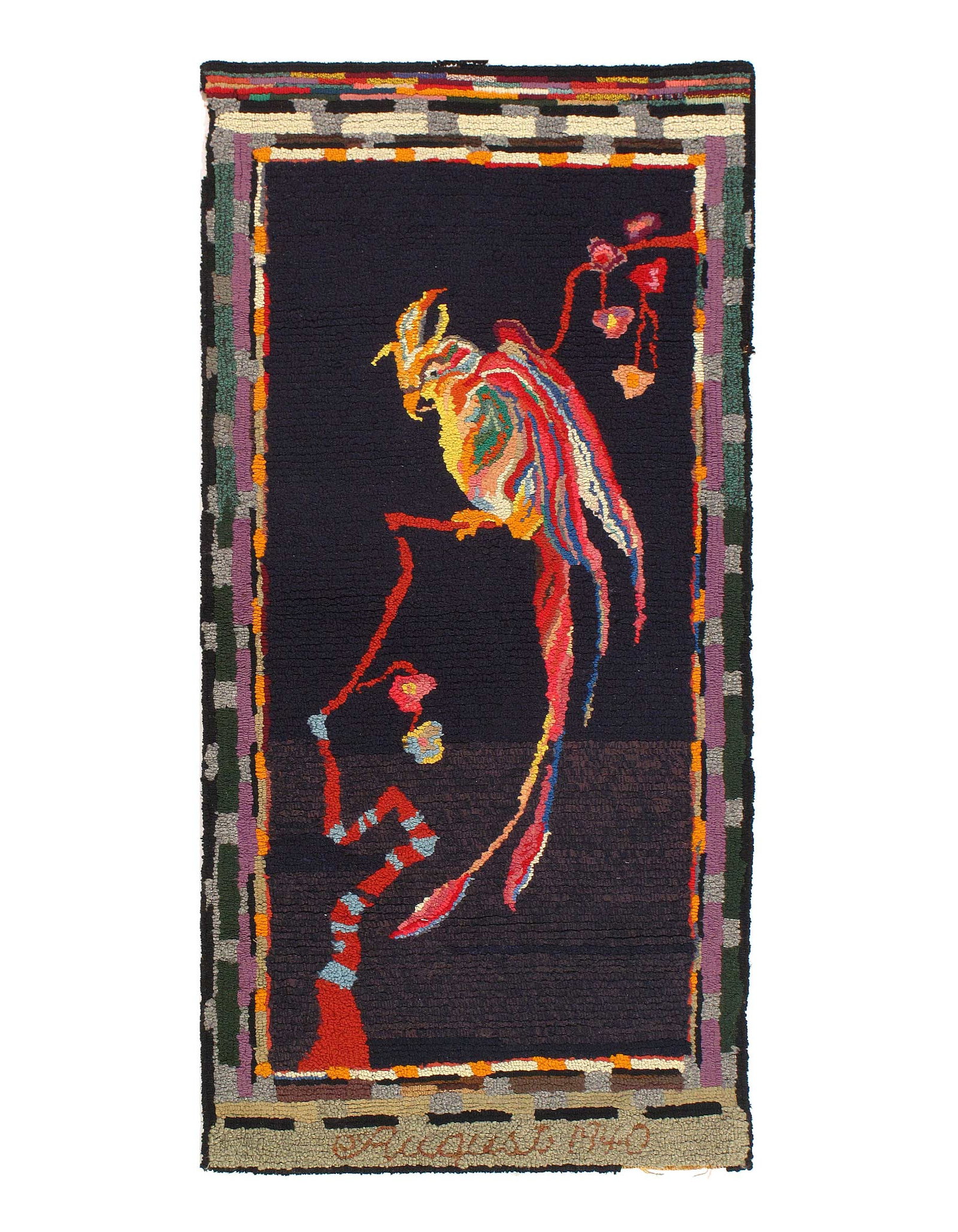Antique American Hook Rug 1'11'' X 4' (1 of 4)