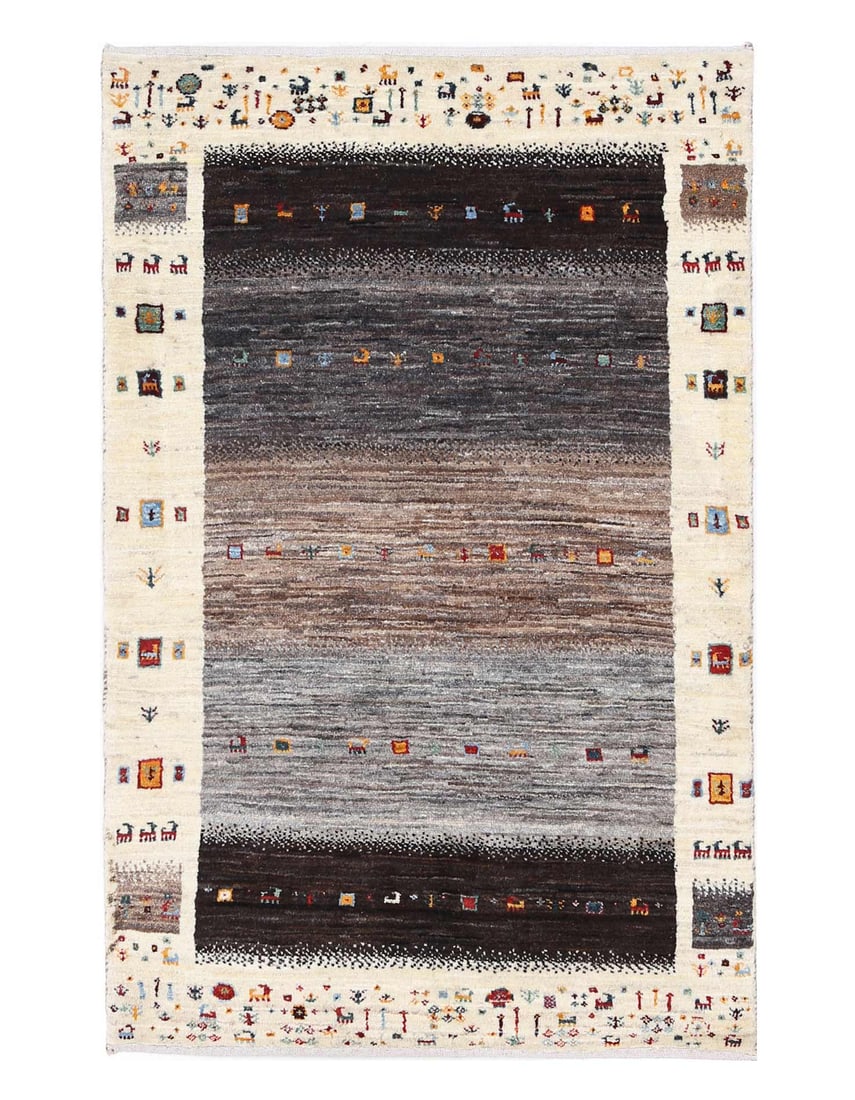 Fine Hand Knotted Persian Gabbeh rug 2'8'' X 4'3'': Fine Hand Knotted Persian Gabbeh rug 2'8'' X 4'3'' - New, Gabbeh, Hand-Knotted, Lamb's Wool, 300 -D13336- 862.This item is part of our fine auction collection which includes many fine home accessories