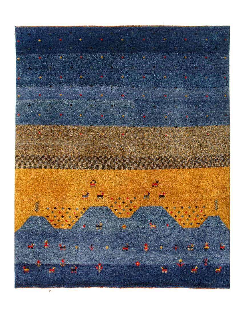 Hand Knotted Gabbeh Rug 6' X 9': Hand Knotted Gabbeh Rug 6' X 9' - New, Gabbeh, Hand-Knotted, Lamb's Wool, 300 -50081- 862.This item is part of our fine auction collection which includes many fine home accessories including antique r