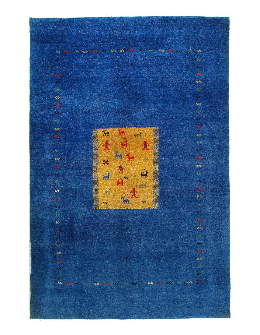 Navy Blue Hand knotted Gabbeh 6' X 9' (1 of 4)