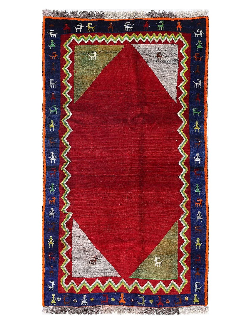 Fine Hand knotted Persian Gabbeh 3'9"X 7' (1 of 3)