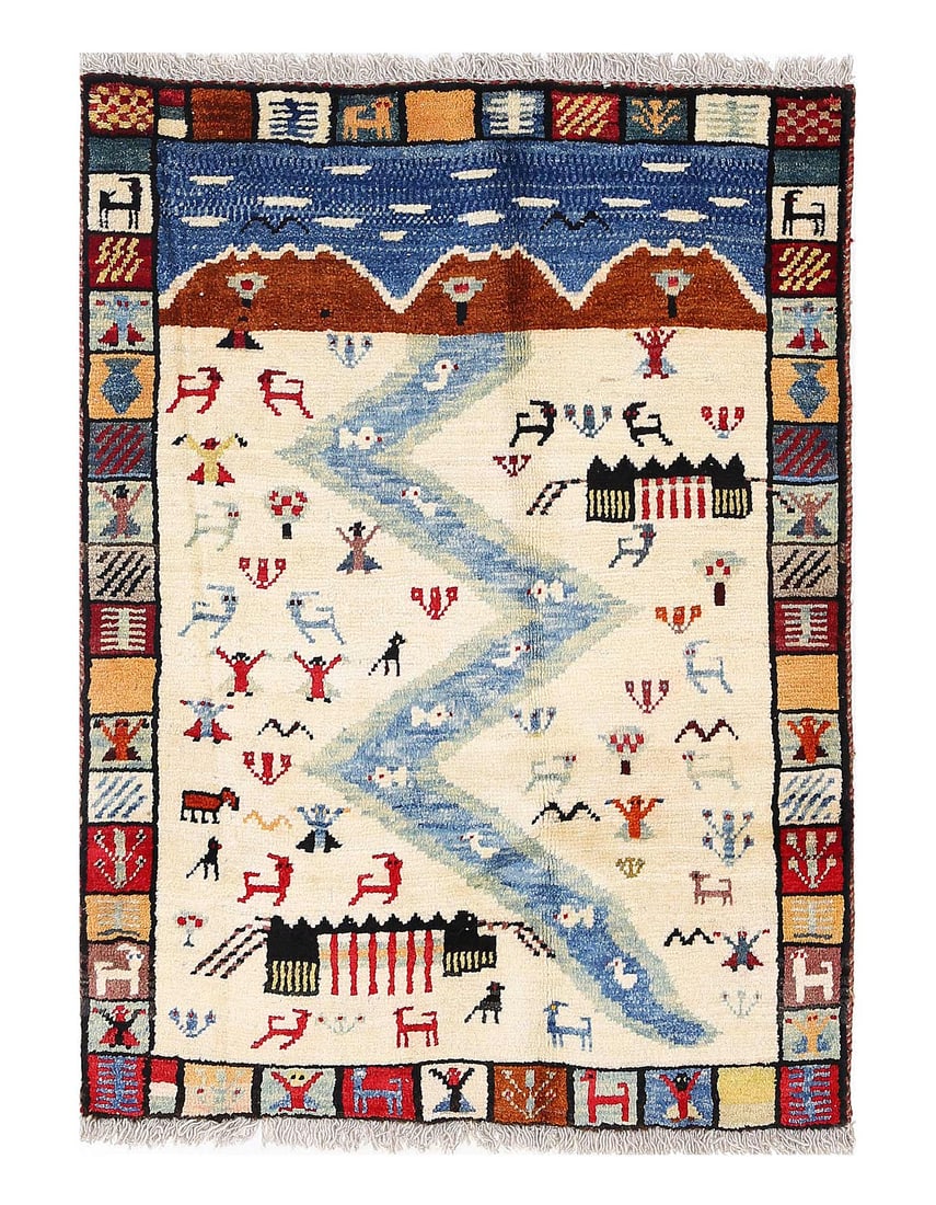 Fine Hand Knotted Persian Gabbeh rug 2'9'' X 3'8'': Fine Hand Knotted Persian Gabbeh rug 2'9'' X 3'8'' - New, Gabbeh, Hand-Knotted, Lamb's Wool, 300 -D13788- 862.This item is part of our fine auction collection which includes many fine home accessories