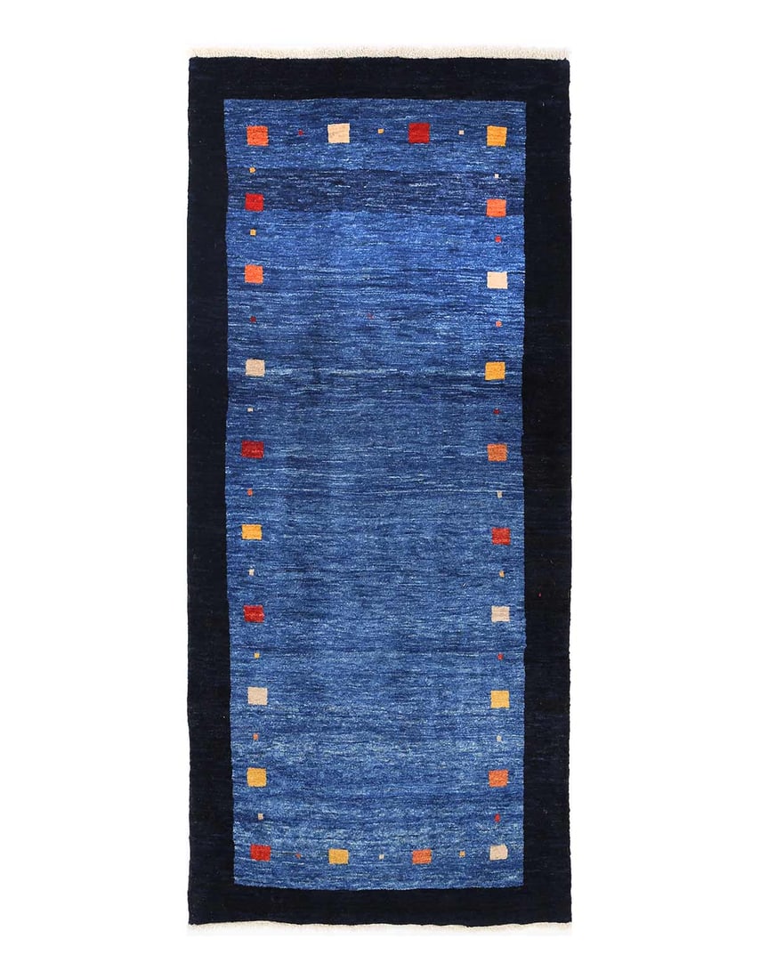 Navy Blue Fine hand knotted Persian Gabbeh runner 2'8'' X 6'6'': Navy Blue Fine hand knotted Persian Gabbeh runner 2'8'' X 6'6'' - New, Gabbeh, Hand-Knotted, Lamb's Wool, 300 -D13870- 862.This item is part of our fine auction collection which includes many fine hom