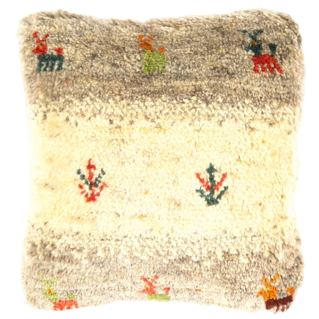 Fine Hand knotted Persian Gabbeh pillow 15": Fine Hand knotted Persian Gabbeh pillow 15" - New, Gabbeh, Handmade , Lamb's Wool, 300 -PG 196- 862.This item is part of our fine auction collection which includes many fine home accessories including