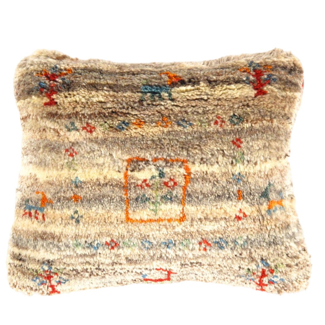 Fine Hand knotted Persian Gabbeh pillow 13"X16": Fine Hand knotted Persian Gabbeh pillow 13"X16" - New, Gabbeh, Handmade , Lamb's Wool, 300 -PG 200- 862.This item is part of our fine auction collection which includes many fine home accessories inclu