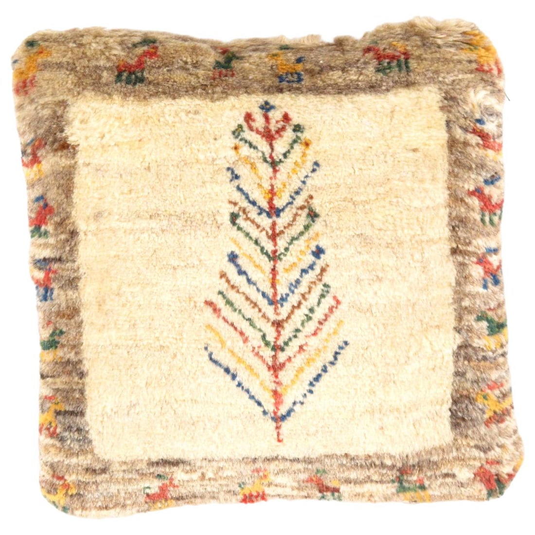 Fine Hand knotted Persian Gabbeh pillow 15'': Fine Hand knotted Persian Gabbeh pillow 15'' - New, Gabbeh, Handmade , Lamb's Wool, 300 -PG 208- 862.This item is part of our fine auction collection which includes many fine home accessories includin