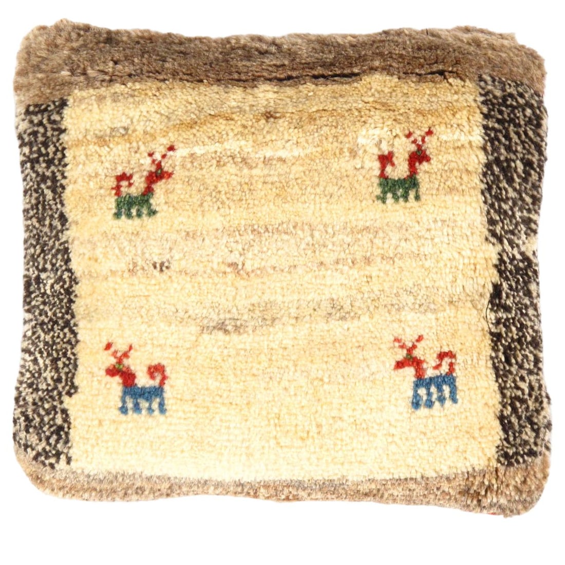 Fine Hand knotted Persian Gabbeh Pillow 15'' X 17'': Fine Hand knotted Persian Gabbeh Pillow 15'' X 17'' - New, Gabbeh, Hand-Woven, Lamb's Wool, 300 -PG 215- 862.This item is part of our fine auction collection which includes many fine home accessories 