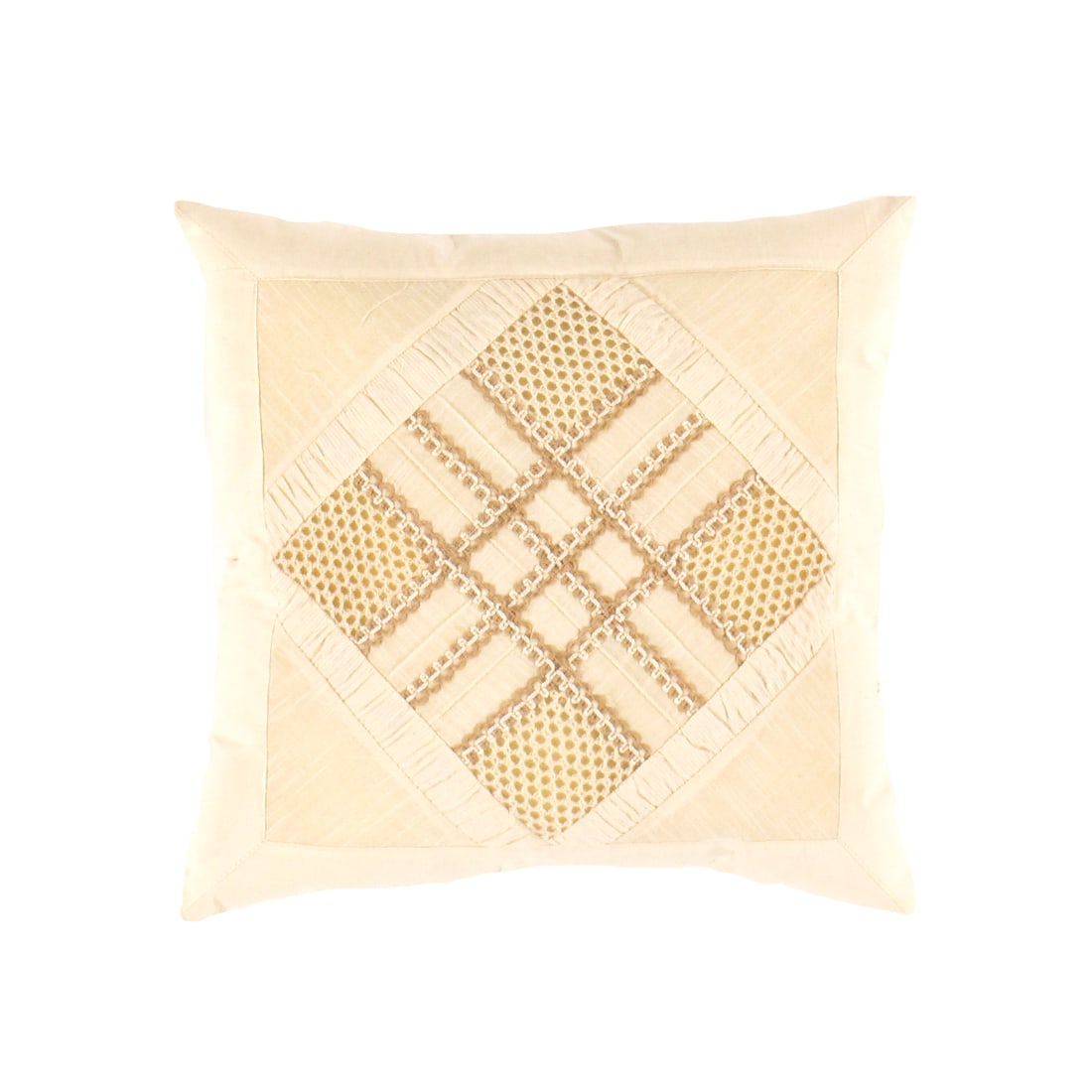 Beige Color Pure Cotton Pillow Cover 16??W X 16??D X 3??H: Beige Color Pure Cotton Pillow Cover - New, Modern, Hand-Knotted, Cotton, 300 -IC 4- 862.This item is part of our fine auction collection which includes many fine home accessories including antique ru