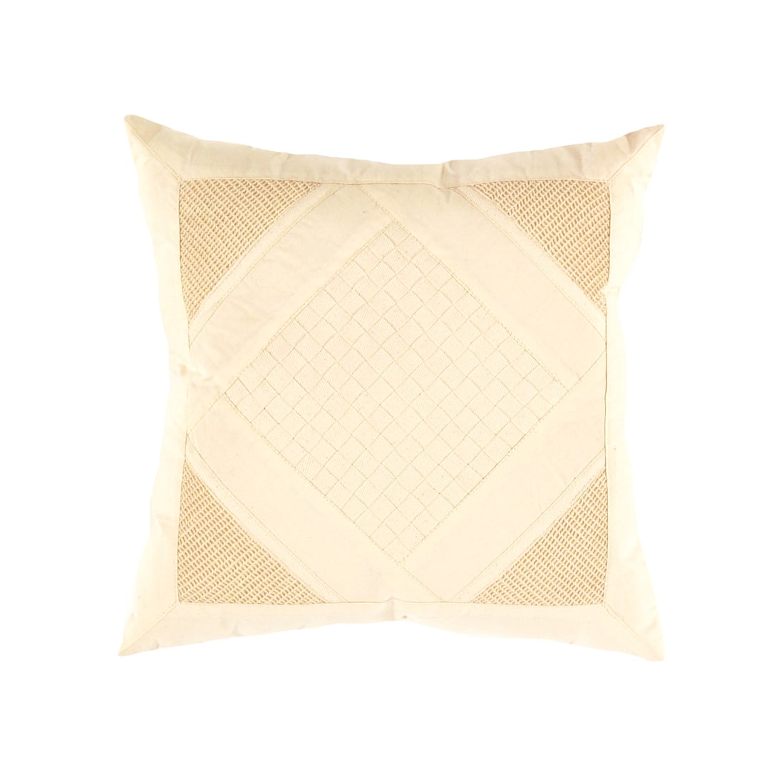 Beige Color Pure Cotton Pillow Cover 16??W X 16??D X 3??H: Beige Color Pure Cotton Pillow Cover - New, Modern, Hand-made, Cotton, 300 -IC 7- 862.This item is part of our fine auction collection which includes many fine home accessories including antique rugs,
