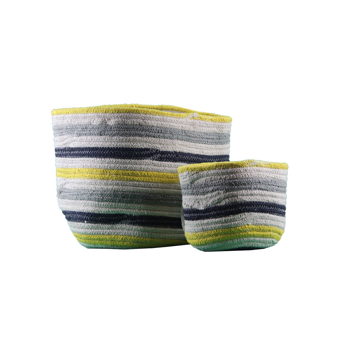 Yellow and Blue Striped Nested Basket Set (3pcs) - 2