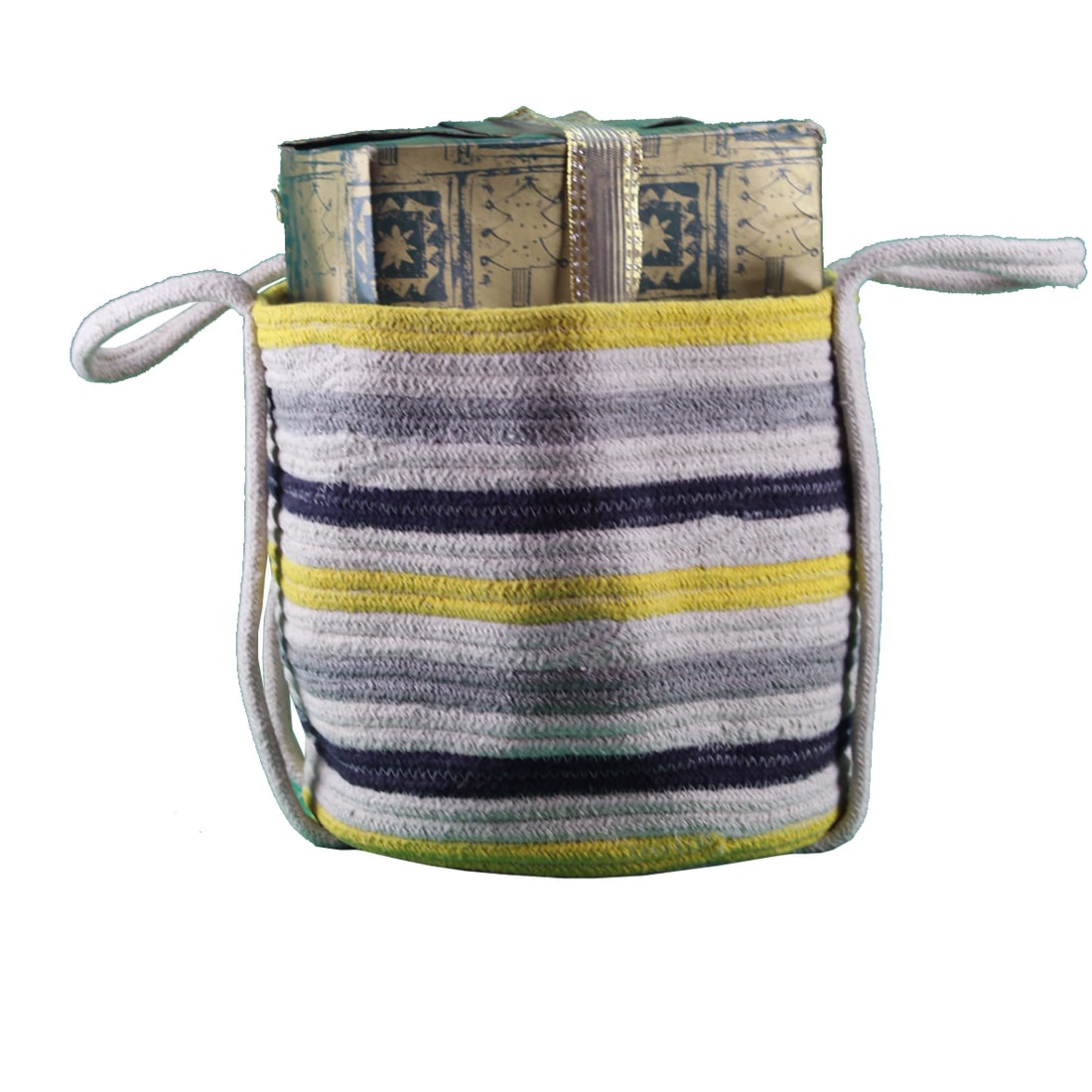 Yellow and Blue Striped Nested Basket Set (3pcs) - 3