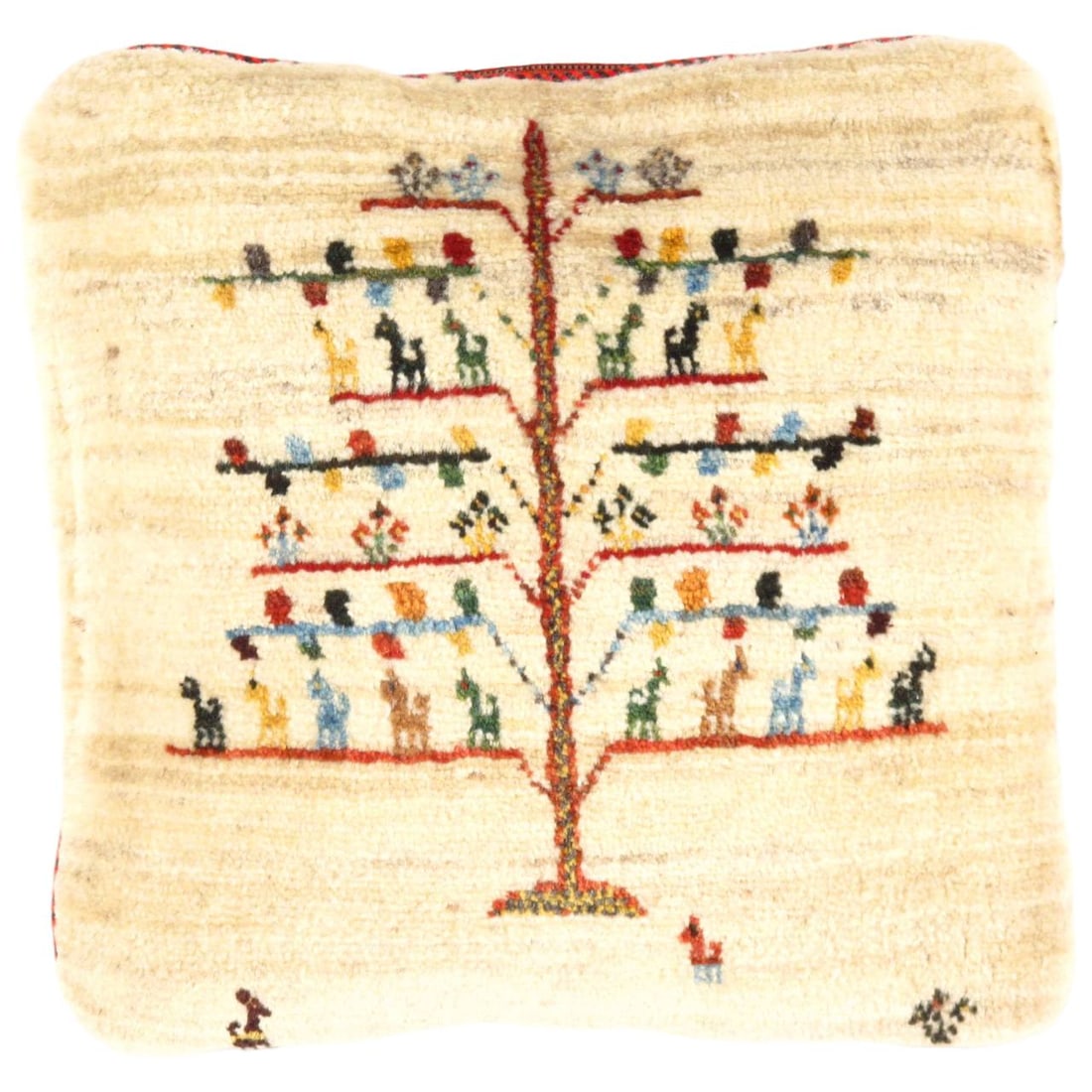 Fine Hand knotted Persian Gabbeh pillow 17'' X 16'': Fine Hand knotted Persian Gabbeh pillow 17'' X 16'' - New, Modern, Hand-Woven, Lamb's Wool, 300 -PG 213- 862.This item is part of our fine auction collection which includes many fine home accessories 