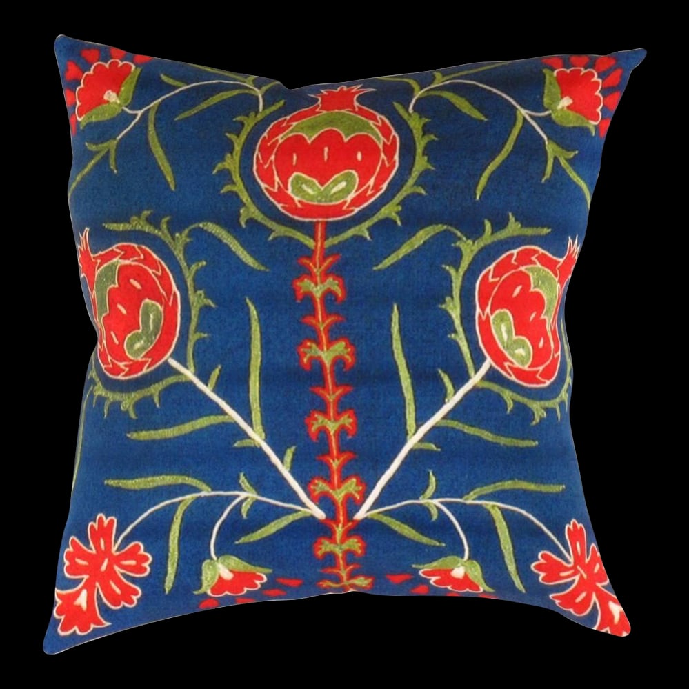 Navy Blue Turkish Suzani Design pillow 20'' X 20'' (1 of 2)