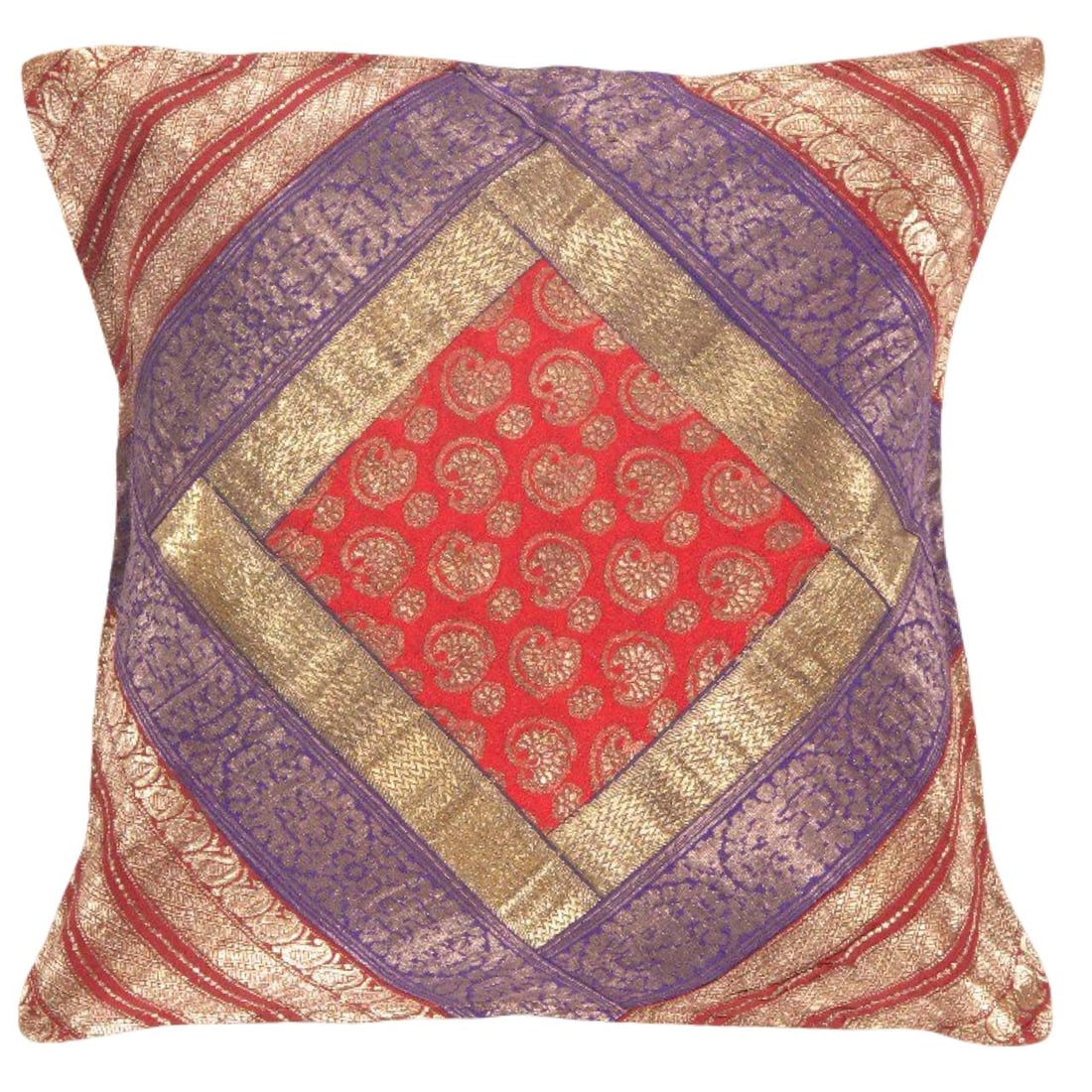 Vintage Sari silk Square Pillow Case 16 " (1 of 2)