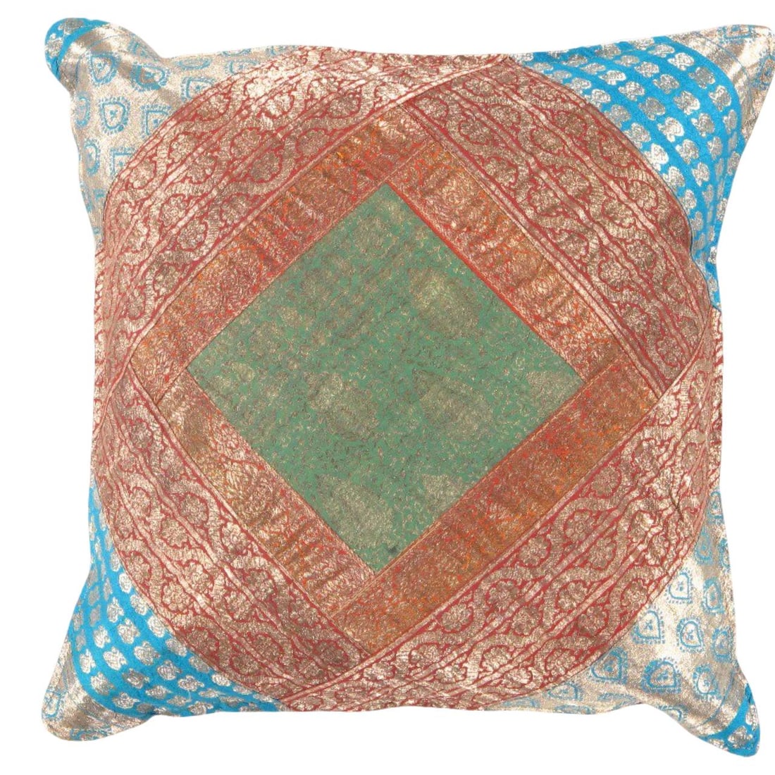 Vintage Sari silk Square Pillow Case 16 " (1 of 2)