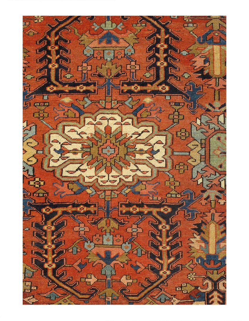 Rust Persian Antique Serapi 9'7"x 11'9" - 2