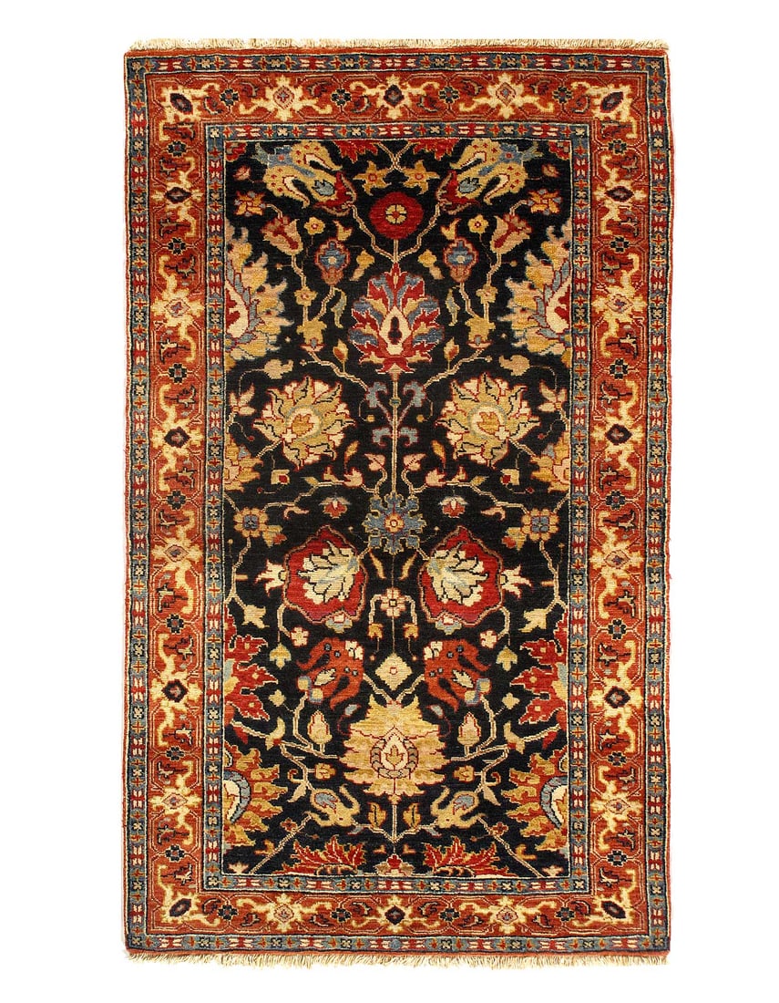 Navy Blue Color Fine Hand Knotted Persian Design Tabriz 3'x 5' (1 of 4)