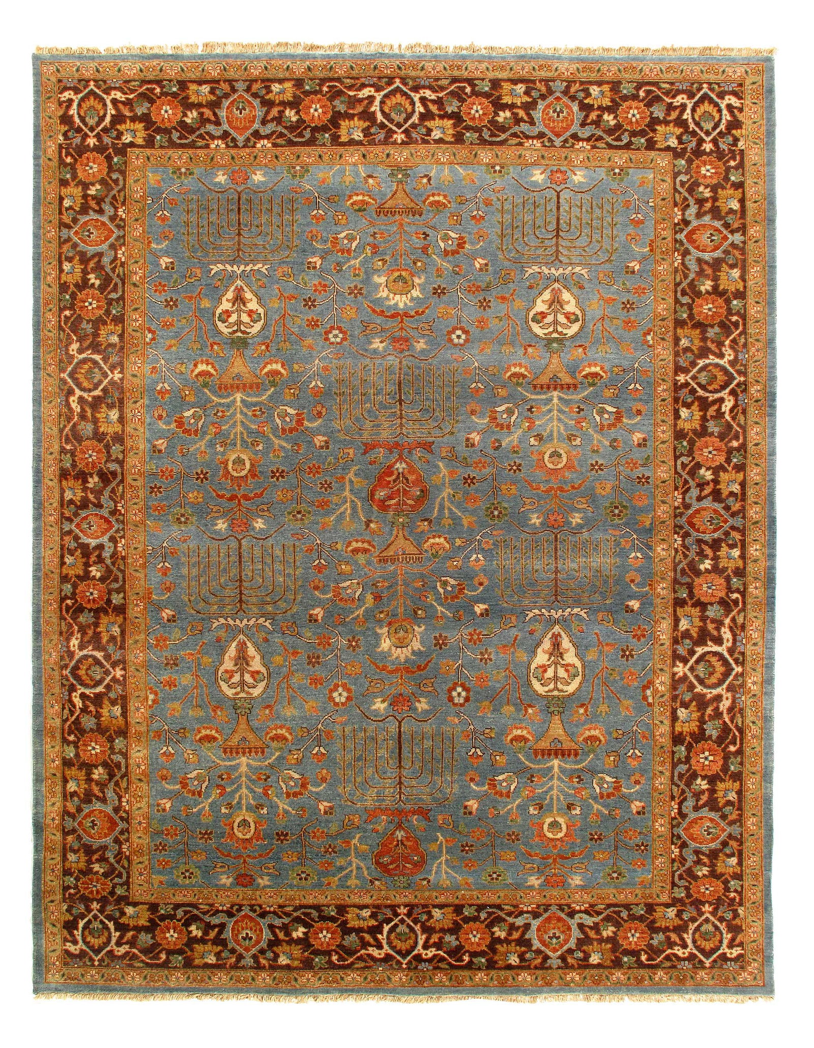 Light Blue Color Fine Hand Knotted Persian Design Tabriz 8'x 10': Light Blue Color Fine Hand Knotted Persian Design Tabriz 8'x 10' - NEW, Tabriz, Hand-Knotted, Lamb's Wool, 300 -D15172,d15173- 862.This item is part of our fine auction collection which includes many 