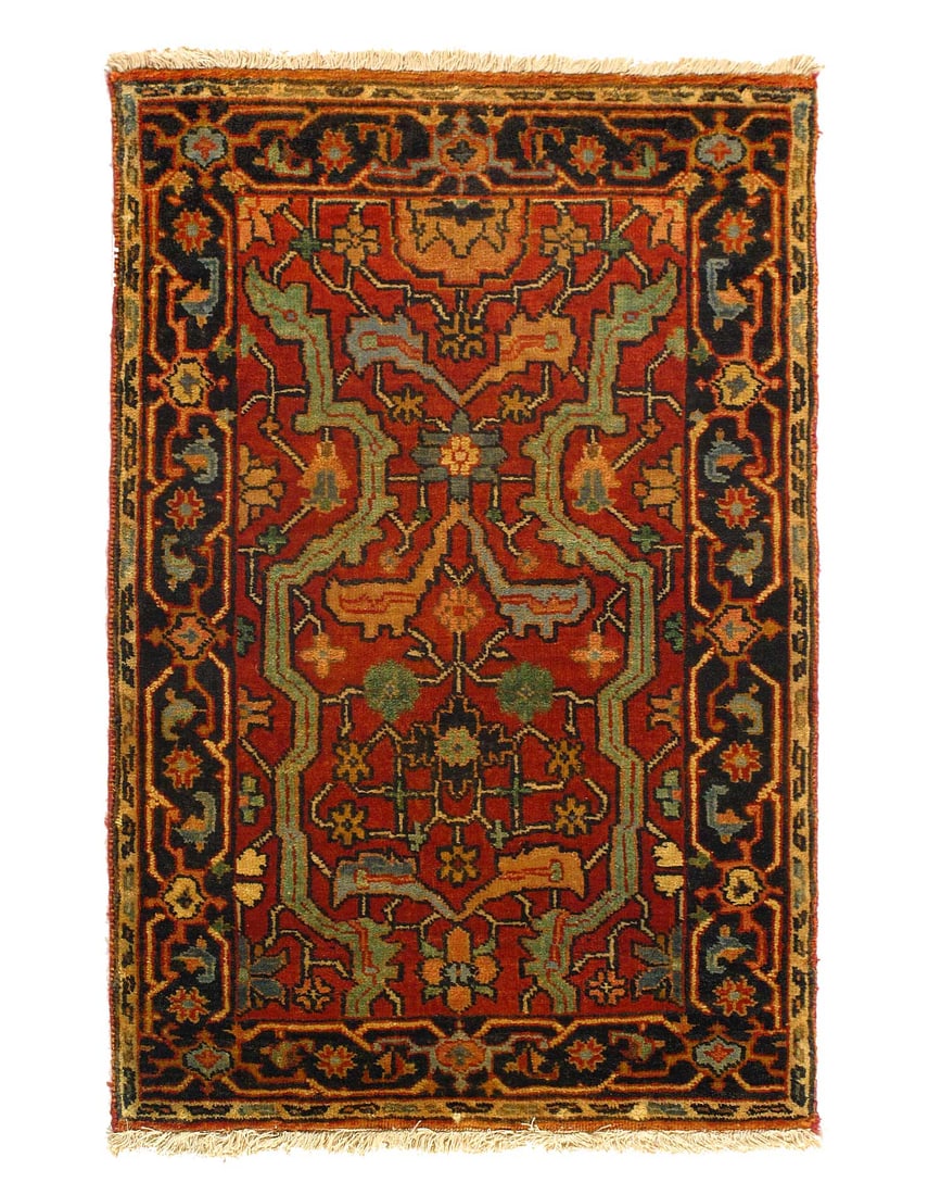 Rust Fine Hand Knotted Persian serapi Design Rug 2'x 3' (1 of 3)