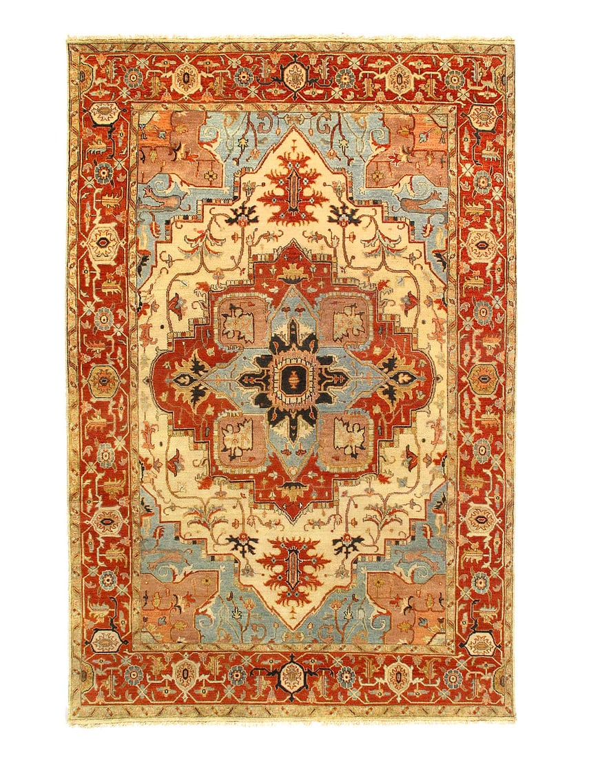 Ivory Fine Hand Knotted Persian serapi Design Rug 6'3"X 9'5" (1 of 3)