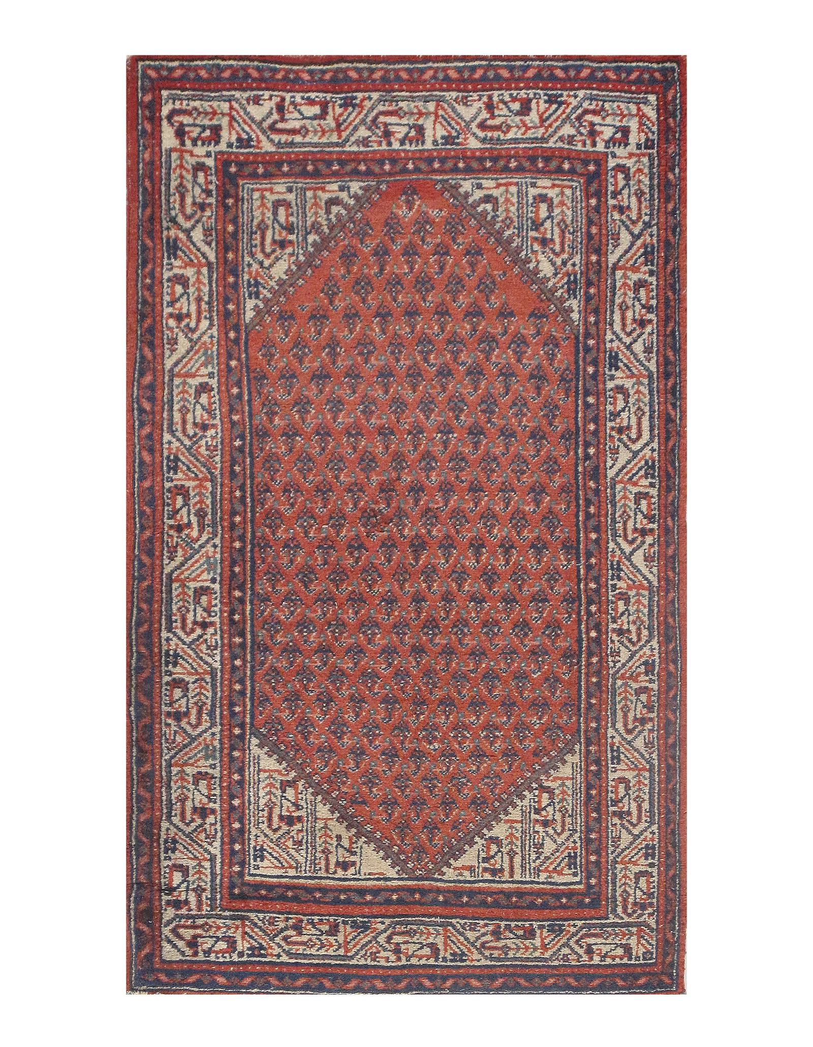 Red Persian Antique Sarouk 2'7'' X 4'4'': Red Persian Antique Sarouk 2'7'' X 4'4'' - , Sarouk, Hand-Knotted, Lamb's Wool, 300 -D10384- 862.This item is part of our fine auction collection which includes many fine home accessories including