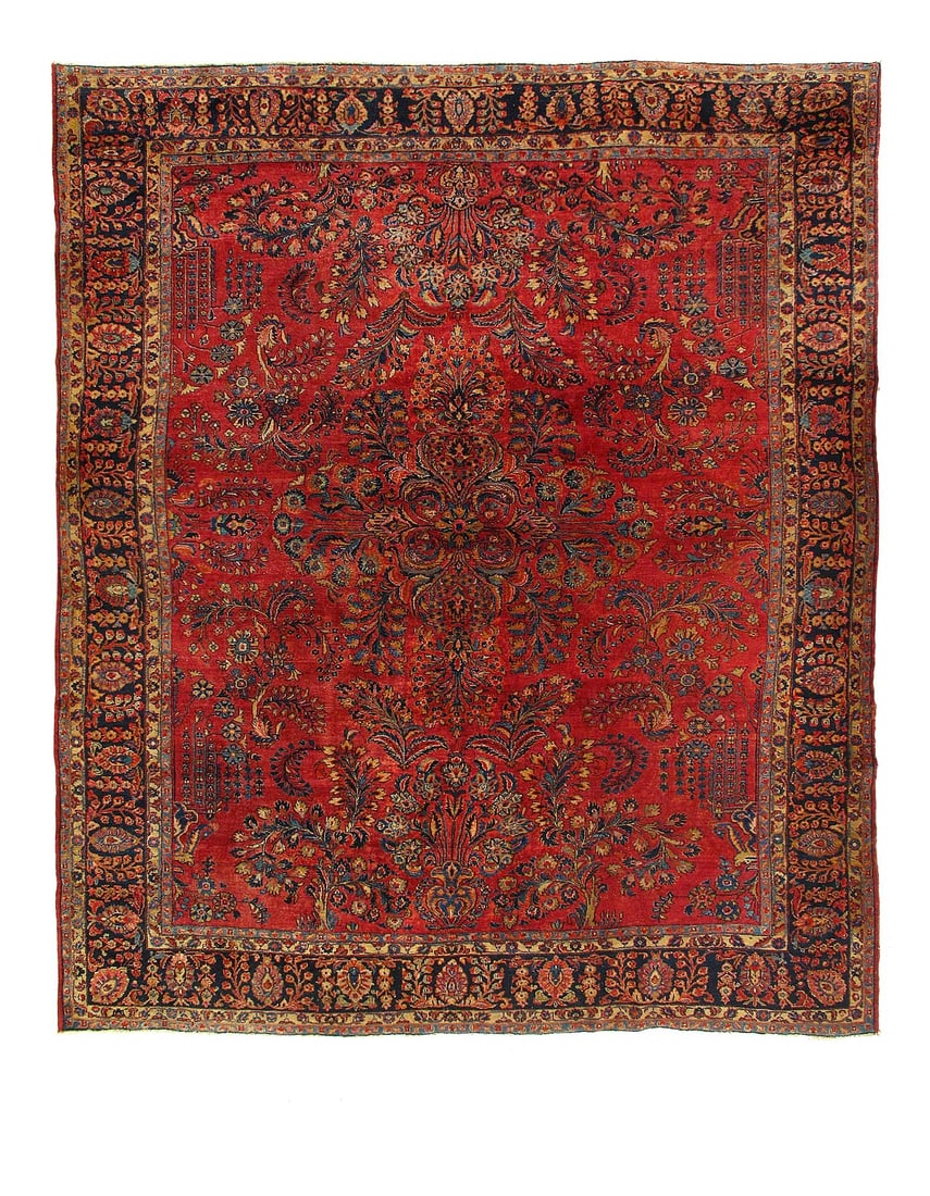 Persian Hand Knotted Antique sarouk 9'8'' X 11'2'': Persian Hand Knotted Antique sarouk 9'8'' X 11'2'' - Circa 1900, Sarouk, Hand-Knotted, Lamb's Wool, 300 -D12244- 862.This item is part of our fine auction collection which includes many fine home acce