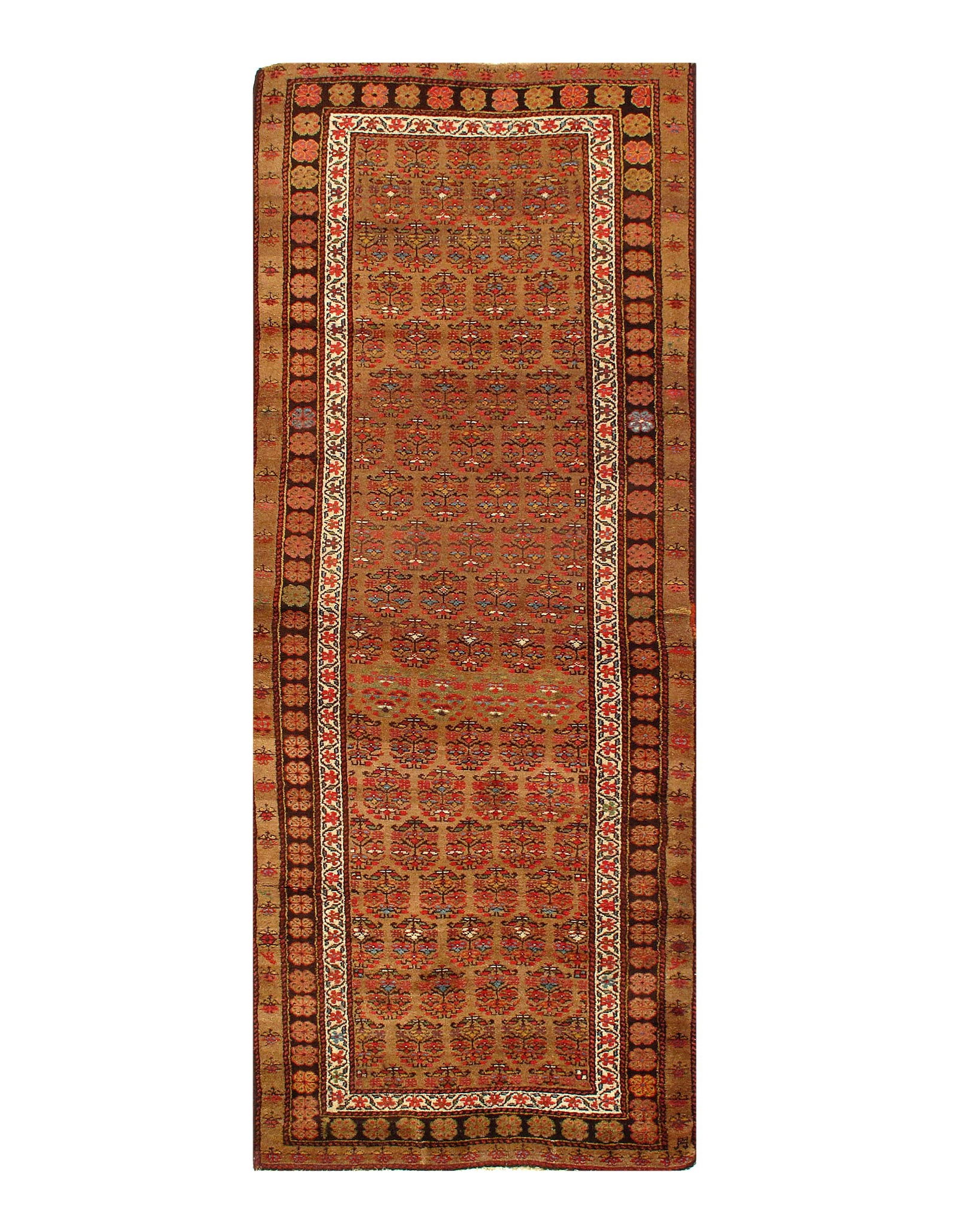 L .Brown Antique Sarab Runner 3' 5'' X 8' 10'': L .Brown Antique Sarab Runner 3' 5'' X 8' 10'' - Circa 1900, Sarab, Hand-Knotted, Lamb's Wool, 300 -D04587- 862.This item is part of our fine auction collection which includes many fine home accessori