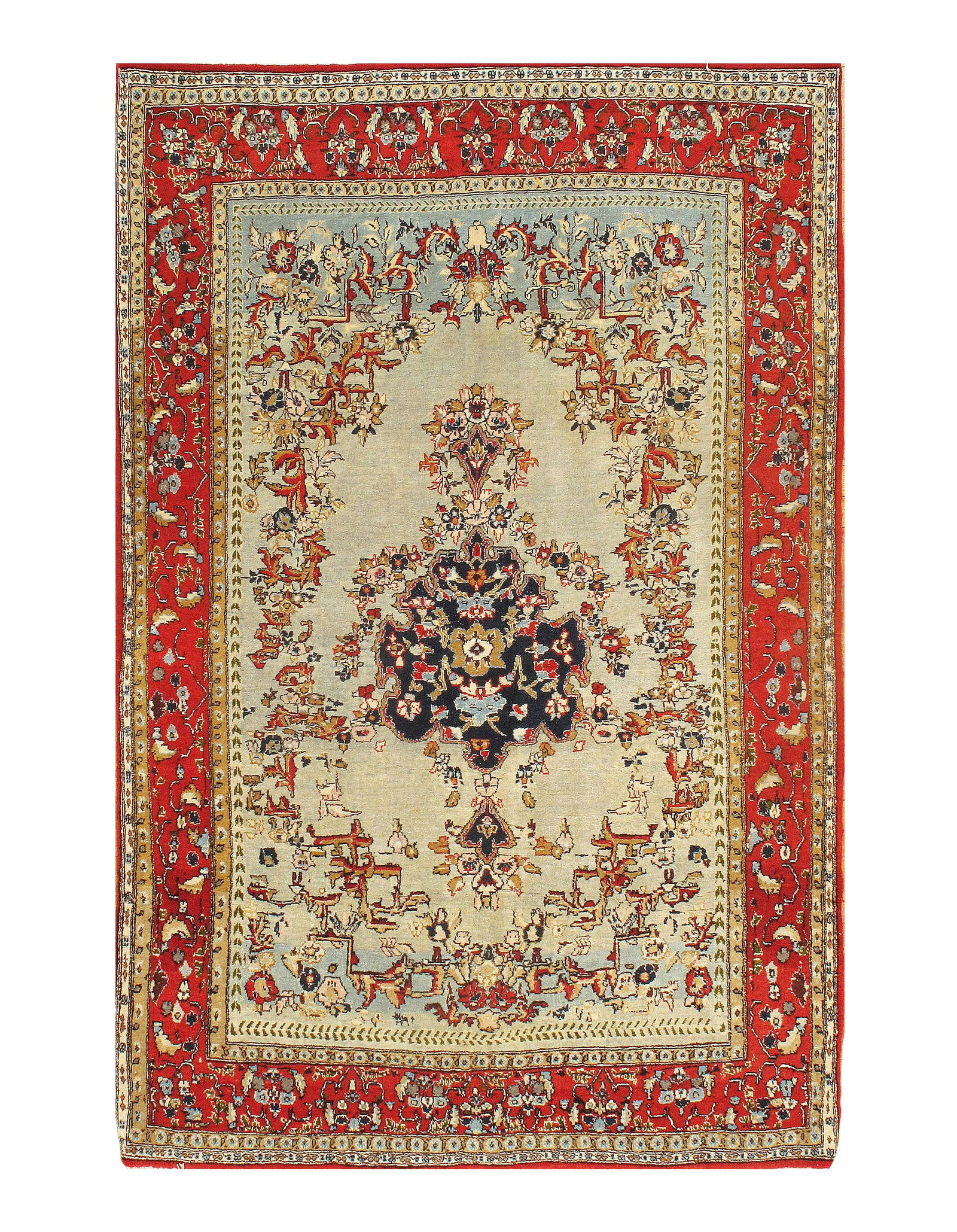 Beige Persian Qum Rug 4'6'' x 6'.11'': Beige Persian Qum Rug 4'6'' x 6'.11'' - , Qum, Hand-Knotted, Lamb's Wool, 300 -D07896- 862.This item is part of our fine auction collection which includes many fine home accessories including antique 