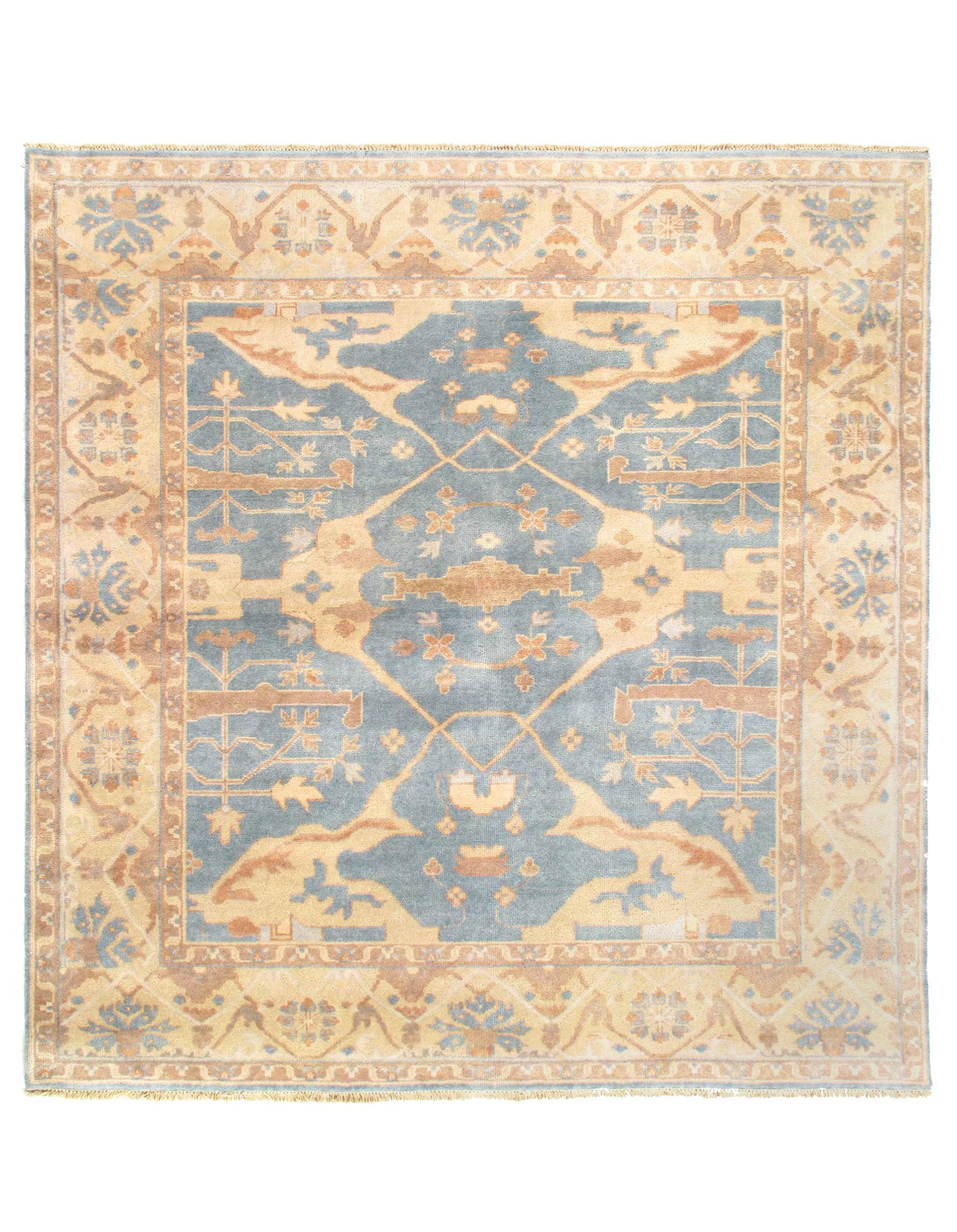 Light Blue Hand Knotted Oushak Square 8' X 8' (1 of 9)