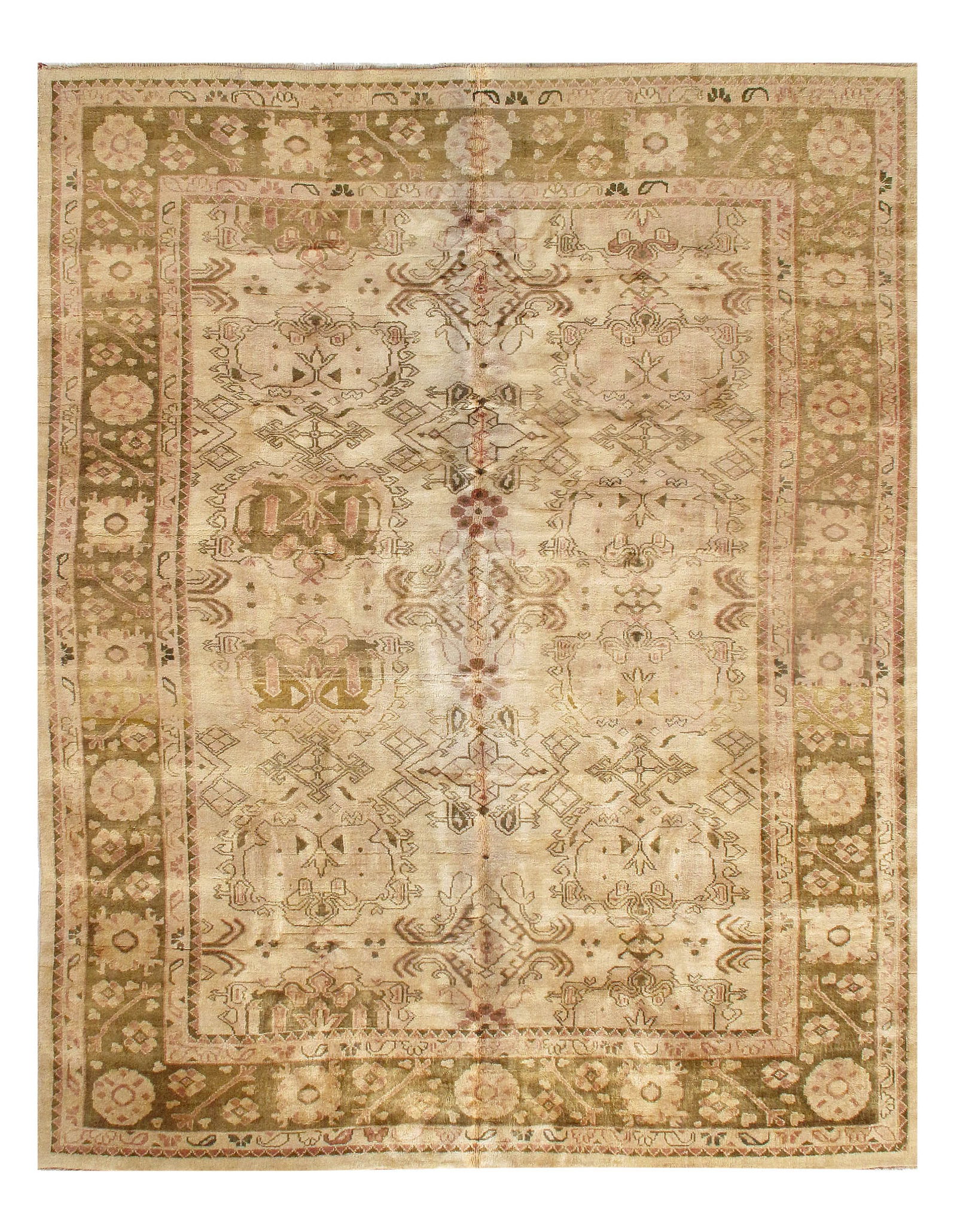 Ivory Fine Hand Knotted Oushak Rug 10'5'' X 13'7'': Ivory Fine Hand Knotted Oushak Rug 10'5'' X 13'7'' - New, Oushak, Hand-Knotted, Lamb's Wool, 300 -21767- 862.This item is part of our fine auction collection which includes many fine home accessories 