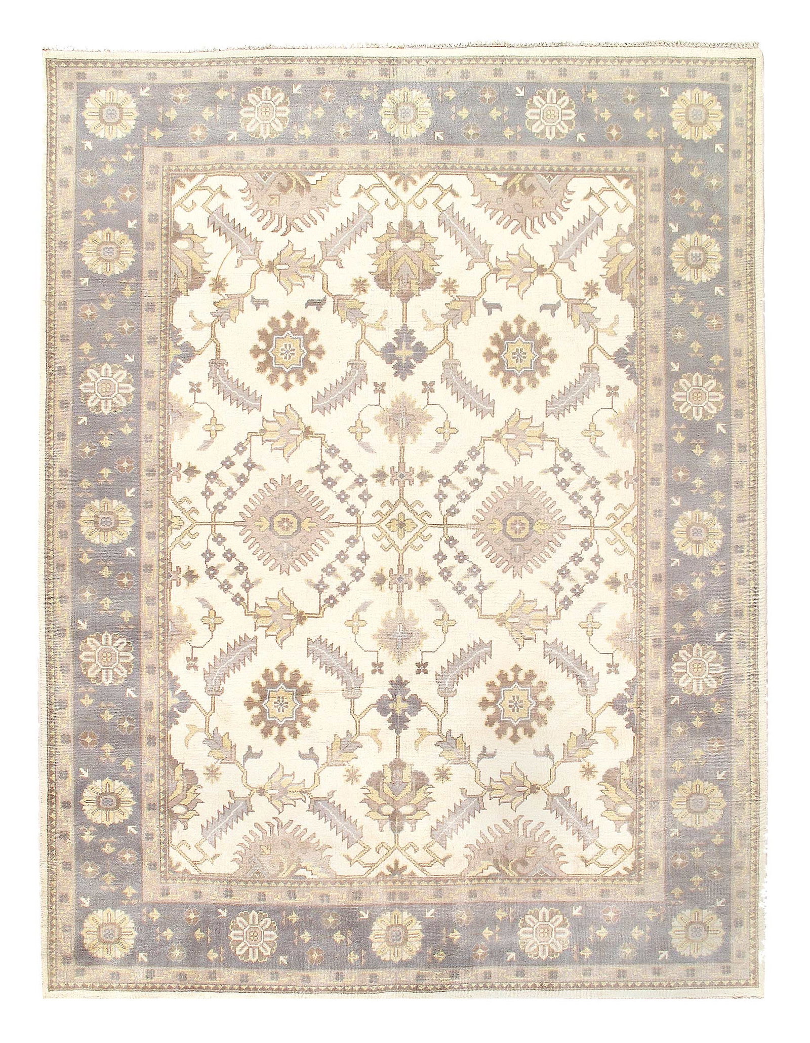 Ivory Fine Hand Knotted Oushak Rug 9' X 12': Ivory Fine Hand Knotted Oushak Rug 9' X 12' - New, Oushak, Hand-Knotted, Lamb's Wool, 300 -D11620- 862.This item is part of our fine auction collection which includes many fine home accessories includ