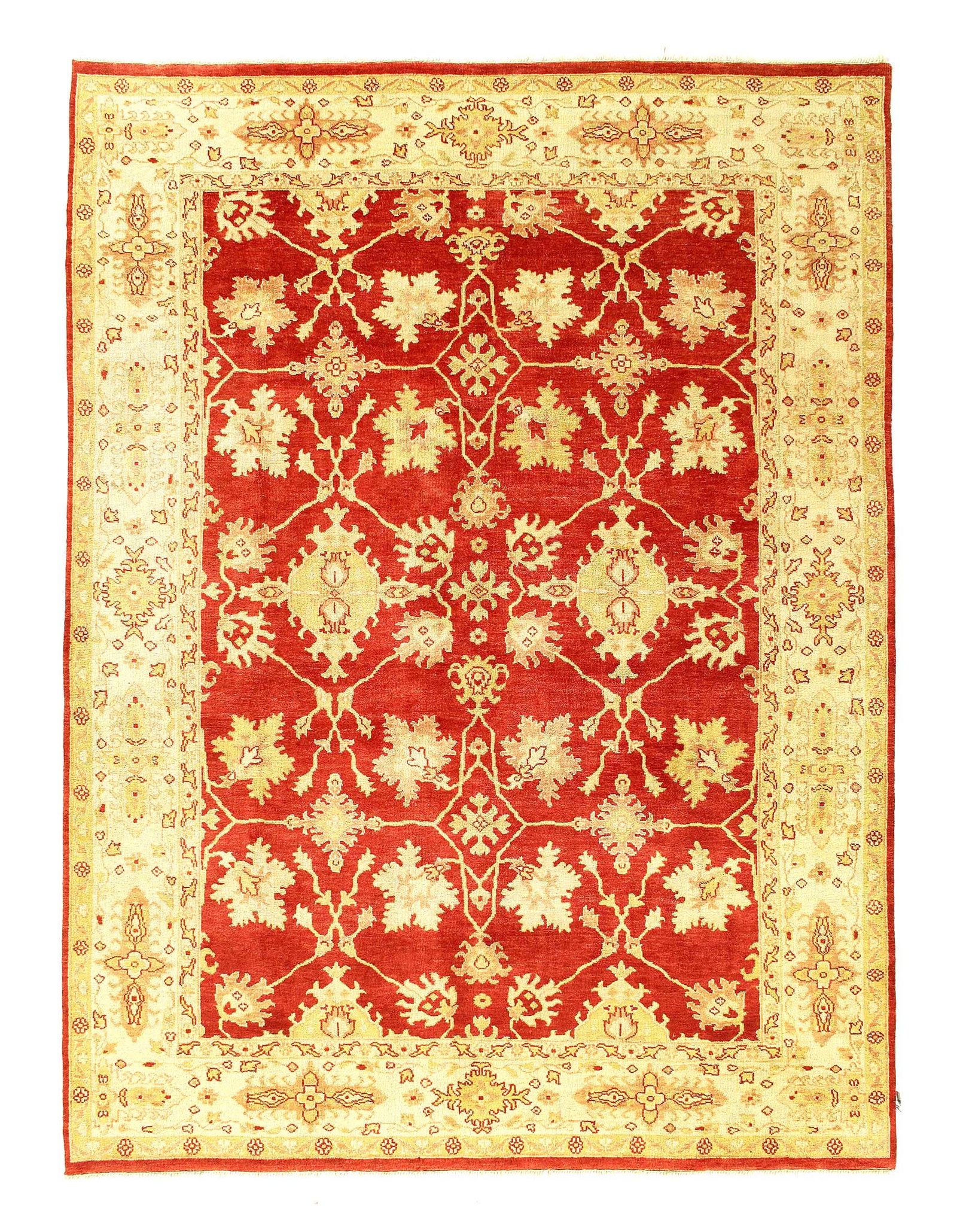 Red color Hand Knotted Oushak Design 8' X 10'9'': Red color Hand Knotted Oushak Design 8' X 10'9'' - New, Oushak, Hand-Knotted, Lamb's Wool, 300 -30792- 862.This item is part of our fine auction collection which includes many fine home accessories in