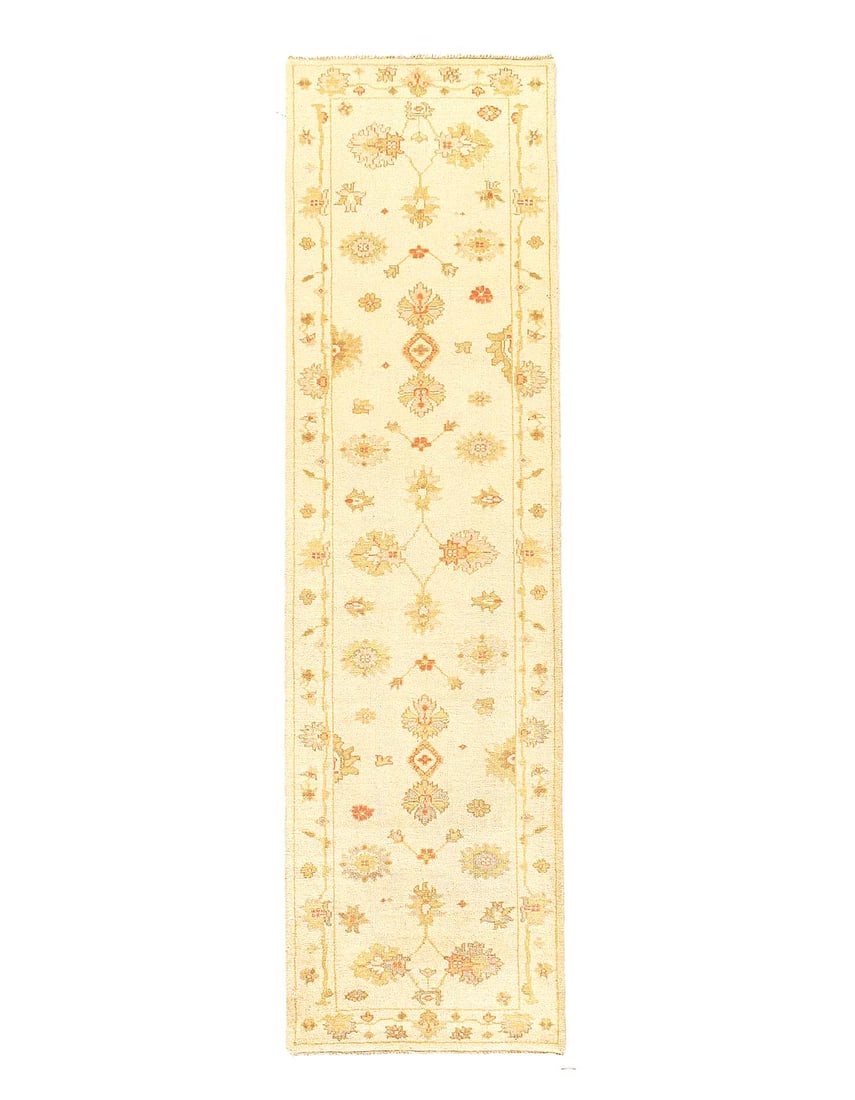 Fine Hand Knotted Oushak design Runner 2'8'' X 9'7'': Fine Hand Knotted Oushak design Runner 2'8'' X 9'7'' - New, Oushak, Hand-Knotted, Lamb's Wool, 300 -D04882- 862.This item is part of our fine auction collection which includes many fine home