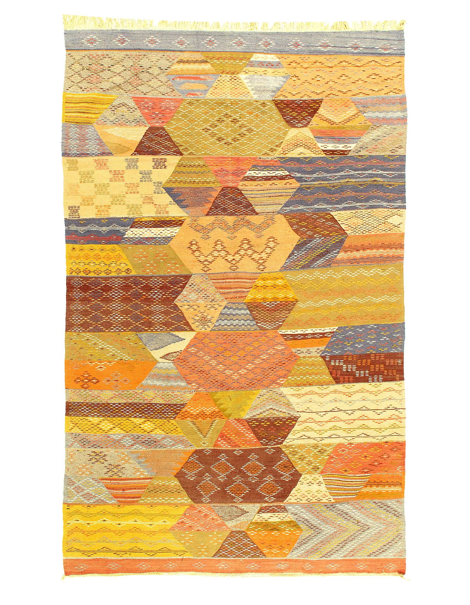 Fine Hand Knotted Flat Weave Moroccan 5' X 8'1'': Fine Hand Knotted Flat Weave Moroccan 5' X 8'1'' - Circa 1970, Moroccan, Hand-Knotted, Flat Weave, 300 -D11856- 862.This item is part of our fine auction collection which includes many fine home