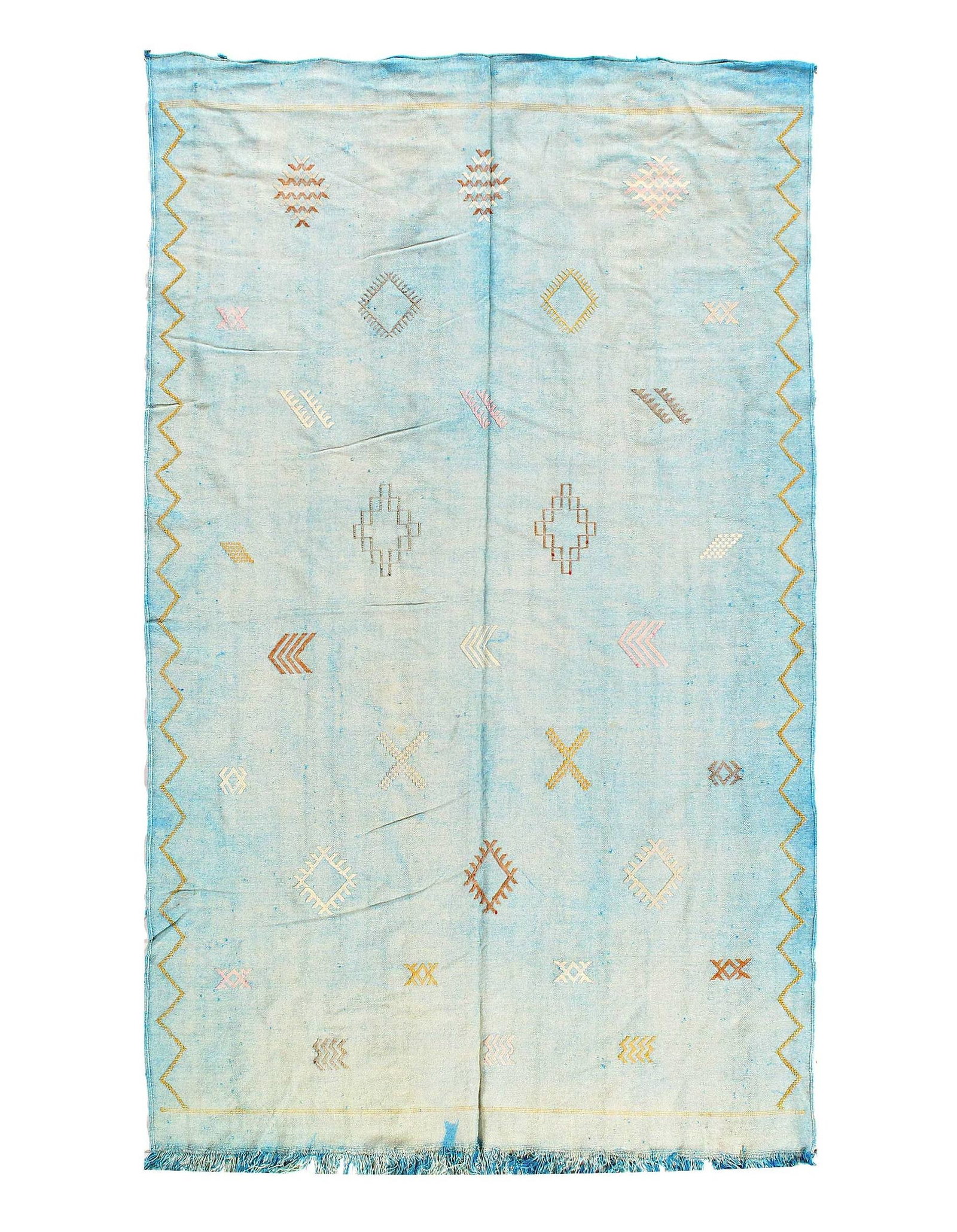Fine Hand Knotted Flat Weave Moroccan 4'3'' X 7'7'': Fine Hand Knotted Flat Weave Moroccan 4'3'' X 7'7'' - Circa 1970, Moroccan, Hand-Knotted, Flat Weave, 300 -D11883- 862.This item is part of our fine auction collection which includes many fine home