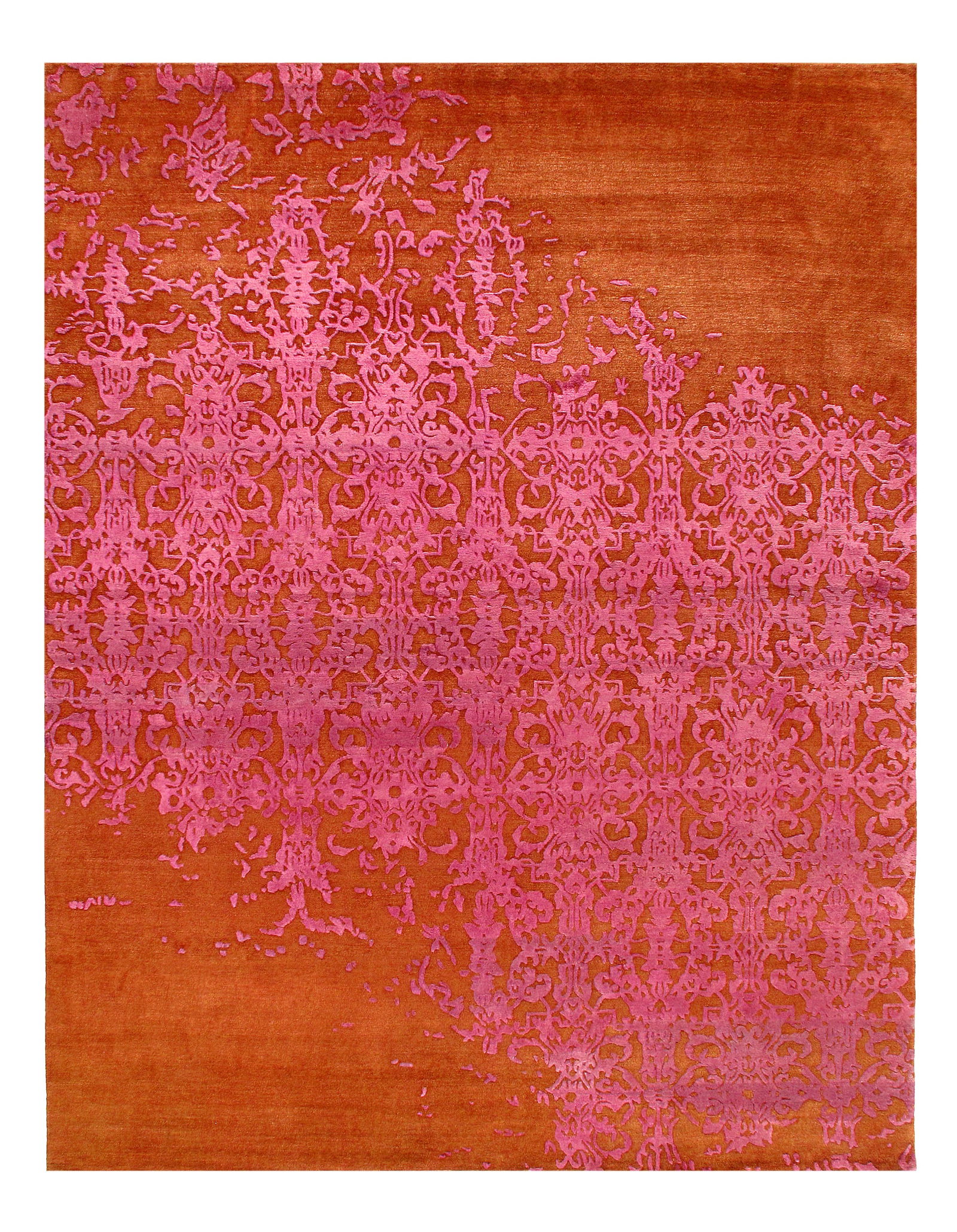 Rust Color Modern Hand Knotted Rug 8' X 10: Rust Color Modern Hand Knotted Rug 8' X 10 - New, Modern, Hand-Knotted, Wool & Silk, 300 -D10988- 862.This item is part of our fine auction collection which includes many fine home accessories includi