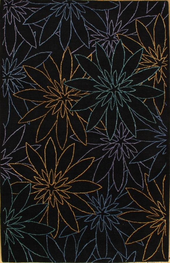 Black Modern Rug 5' X 8': Black Modern Rug 5' X 8' - New, Modern, Hand-Loomed, Lamb's Wool, 300 -D03866- 862.This item is part of our fine auction collection which includes many fine home accessories including antique rugs, vi
