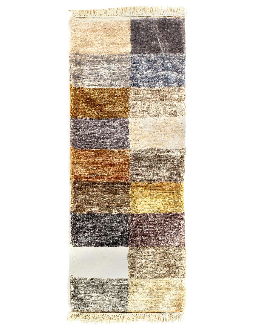 Sample of Fine Hand knotted V.Silk Modern rug 1'1"X 3'1" (1 of 3)