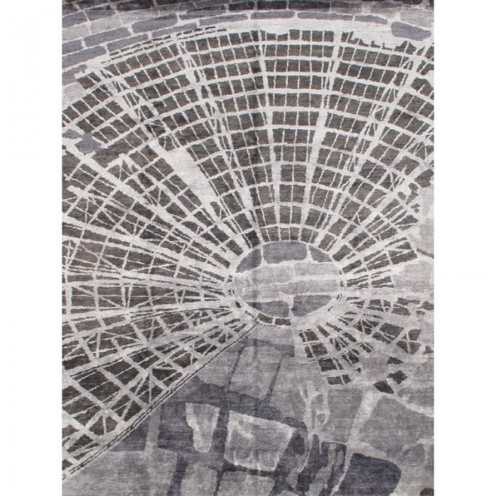 Modern Hand Knotted Silk Gray Area Rug - 9' x 12' (1 of 4)