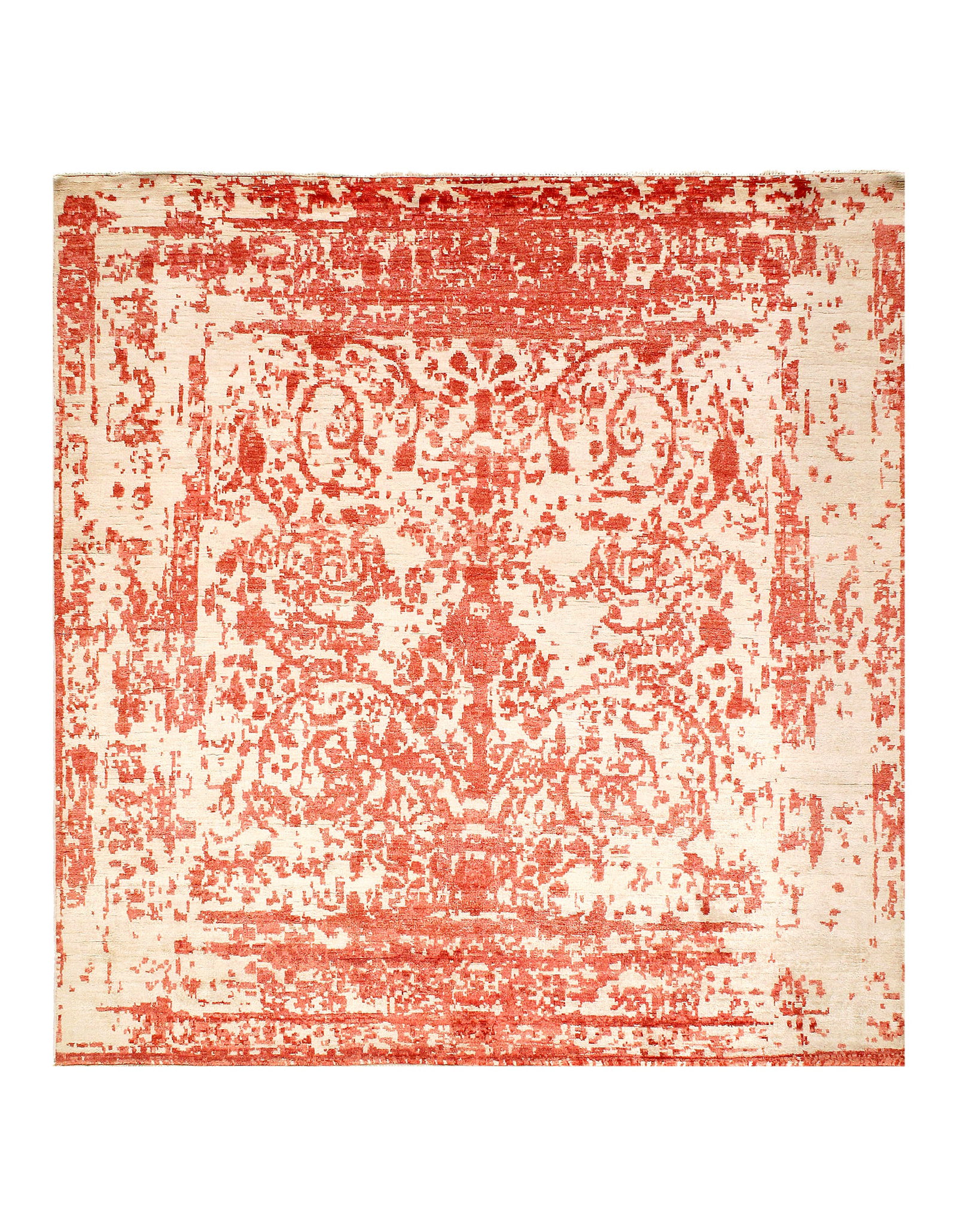 Rust Fine Hand Knotted Modern Square Rug6'10''X 6'10'': Rust Fine Hand Knotted Modern Square Rug6'10''X 6'10'' - New, Modern, Hand-Knotted, Wool & Silk, 300 -D11033- 862.This item is part of our fine auction collection which includes many fine home accesso