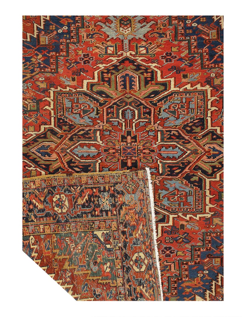 Antique Persian Heriz Serapi Rug 7'9"X 10'7" - 3