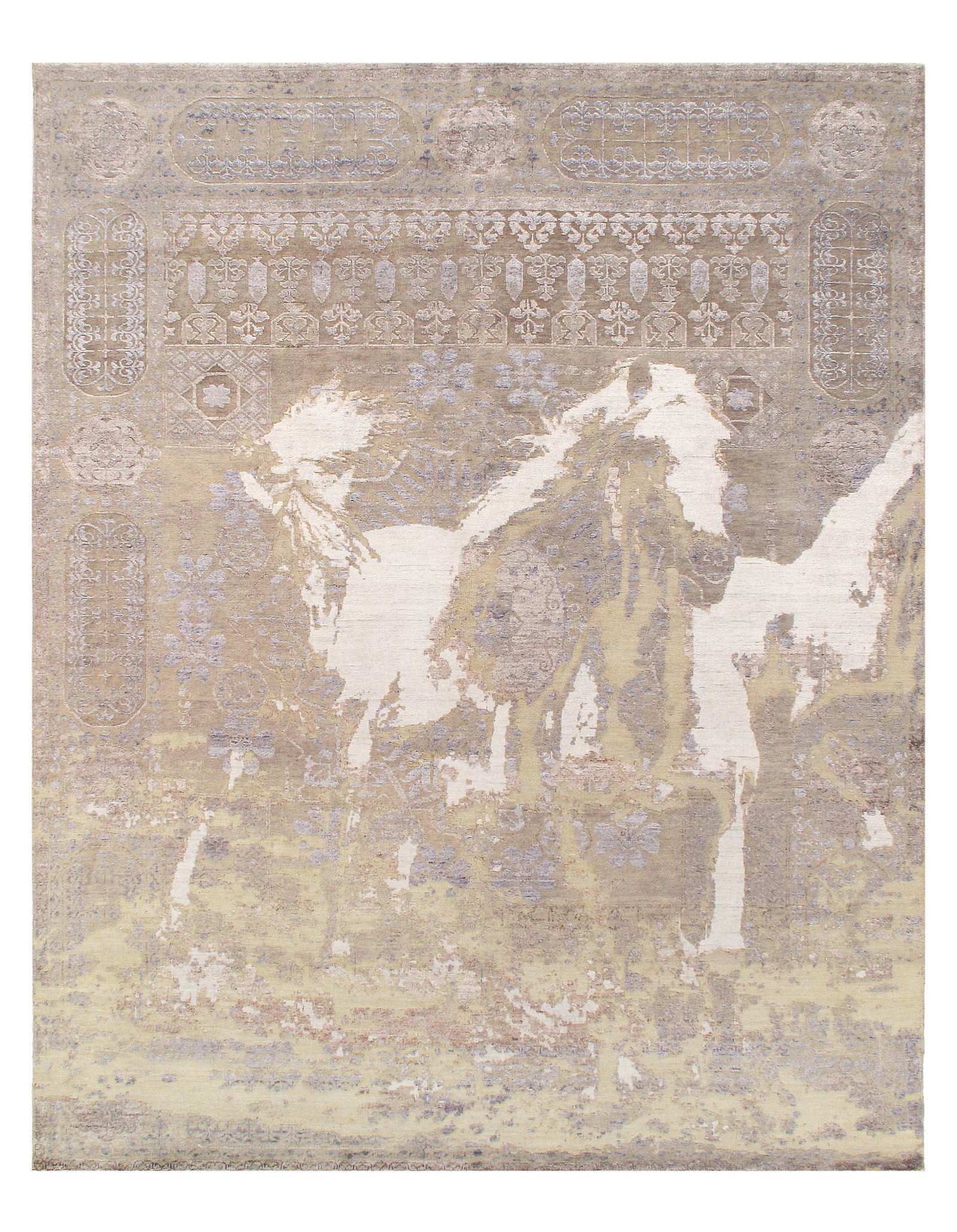 Beige color hand khotted fine modern rug 8' X 10': Beige color hand khotted fine modern rug 8' X 10' - New, Modern, Hand-Knotted, Wool & Silk, 300 -D11039- 862.This item is part of our fine auction collection which includes many fine home accessories 
