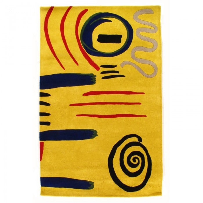 Modern Hand Tufted Wool Yellow Area Rug - 4' X 6' (1 of 3)