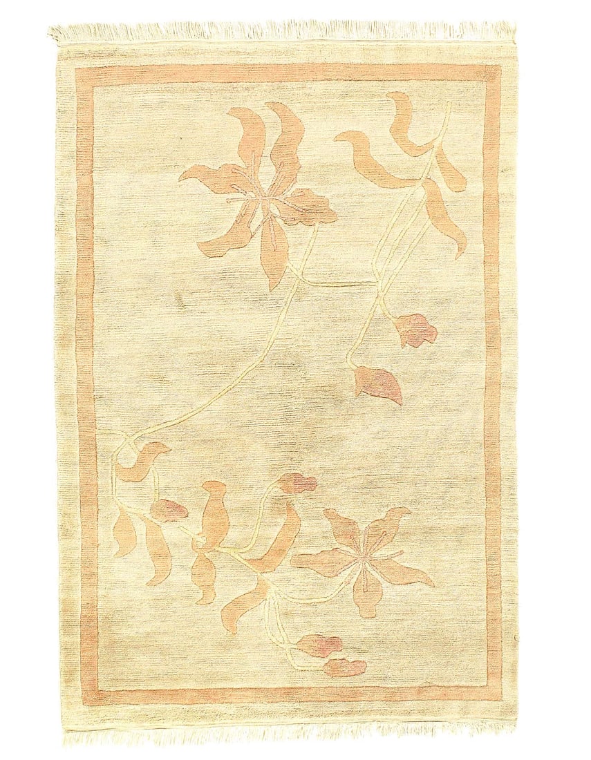 Fine Hand Knotted Modern Rug 4'1'' X 5'11'': Fine Hand Knotted Modern Rug 4'1'' X 5'11'' - New, Modern, Hand-Knotted, Lamb's Wool, 300 -51209- 862.This item is part of our fine auction collection which includes many fine home accessories includi