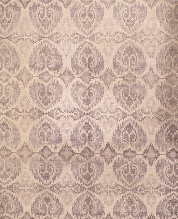 Beige Ikat Bambo Silk 8' X 10': Beige Ikat Bambo Silk 8' X 10' - New, Modern, Hand-Knotted, Bamboo Silk, 300 -D08067- 862.This item is part of our fine auction collection which includes many fine home accessories including antique