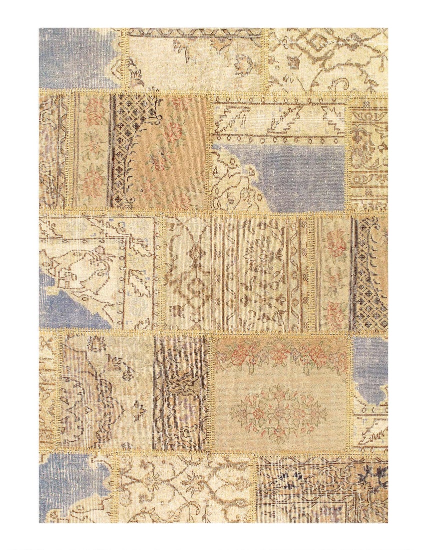 Beige Turkish Patchwork Rug 6' X 9' - 2