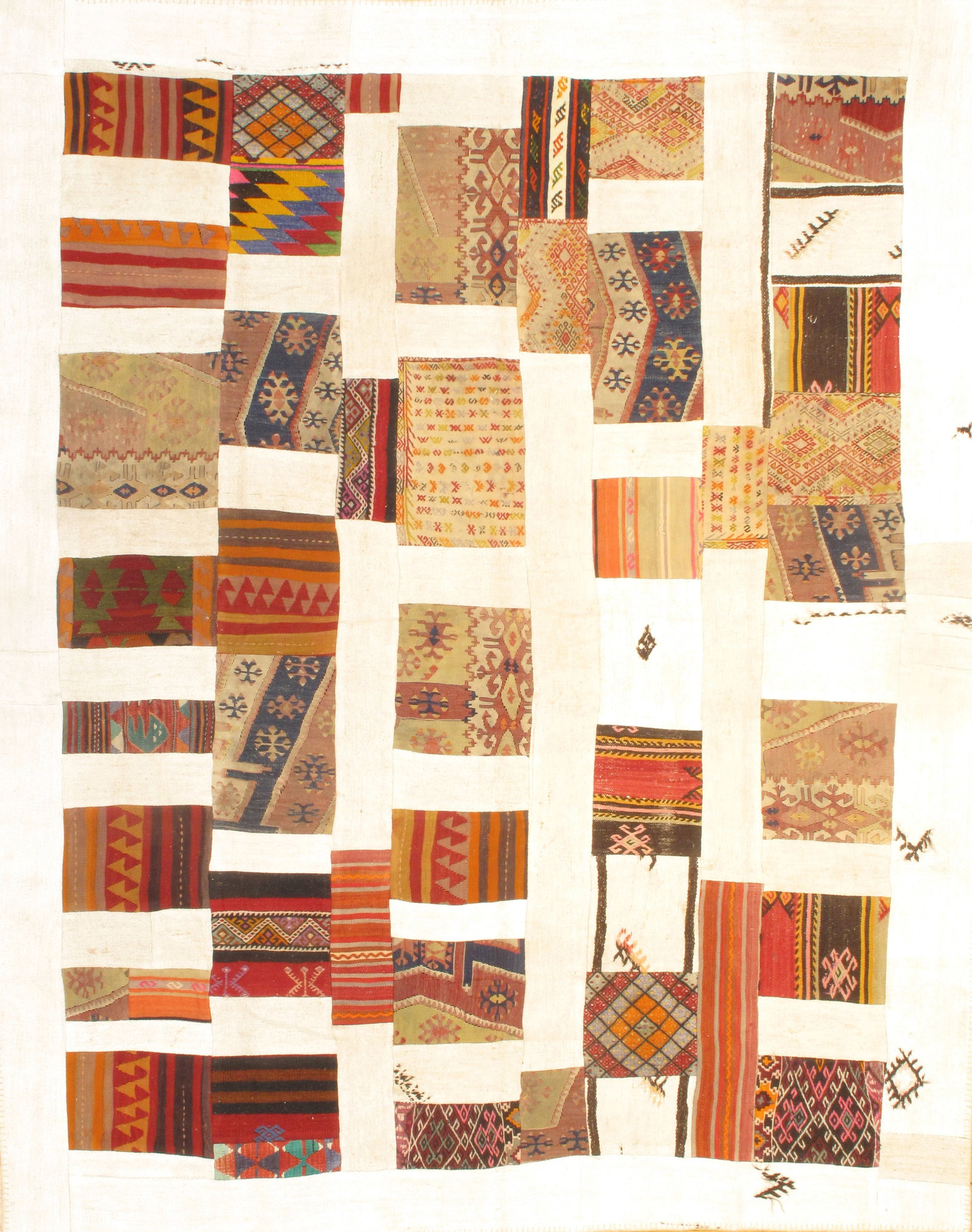 Ivory Turkish Patchwork 8' X 10': Ivory Turkish Patchwork 8' X 10' - New, Modern, Hand-Knotted, Lamb's Wool, 300 -D07071- 862.This item is part of our fine auction collection which includes many fine home accessories including